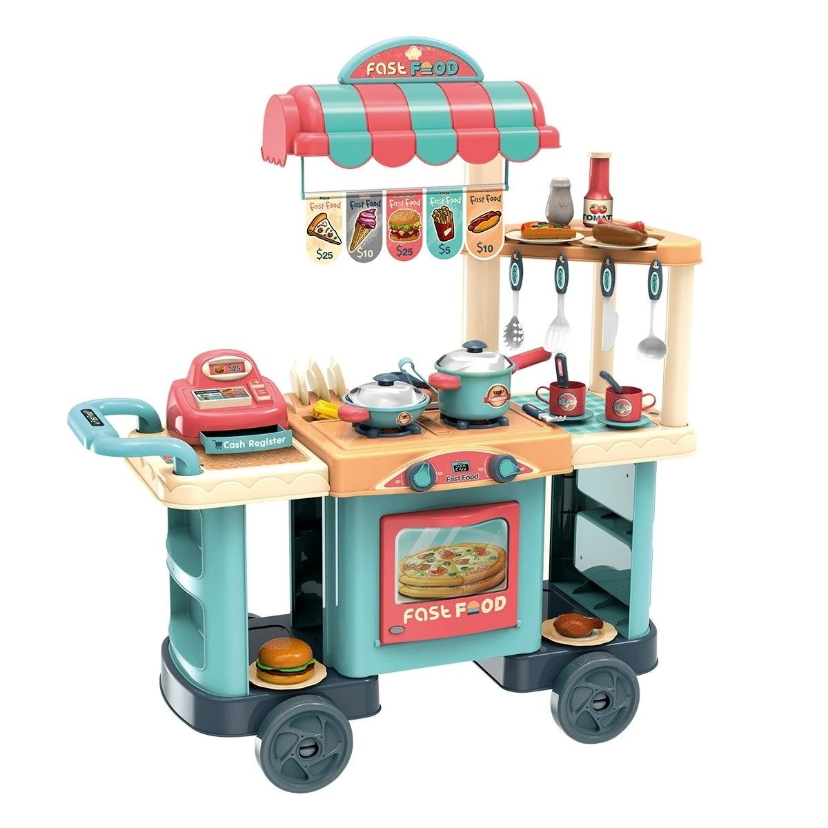 1 AUSWAY 60 Accessories Kid Toy Kitchen Set Children Toddler Pretend Play, 1 of 3