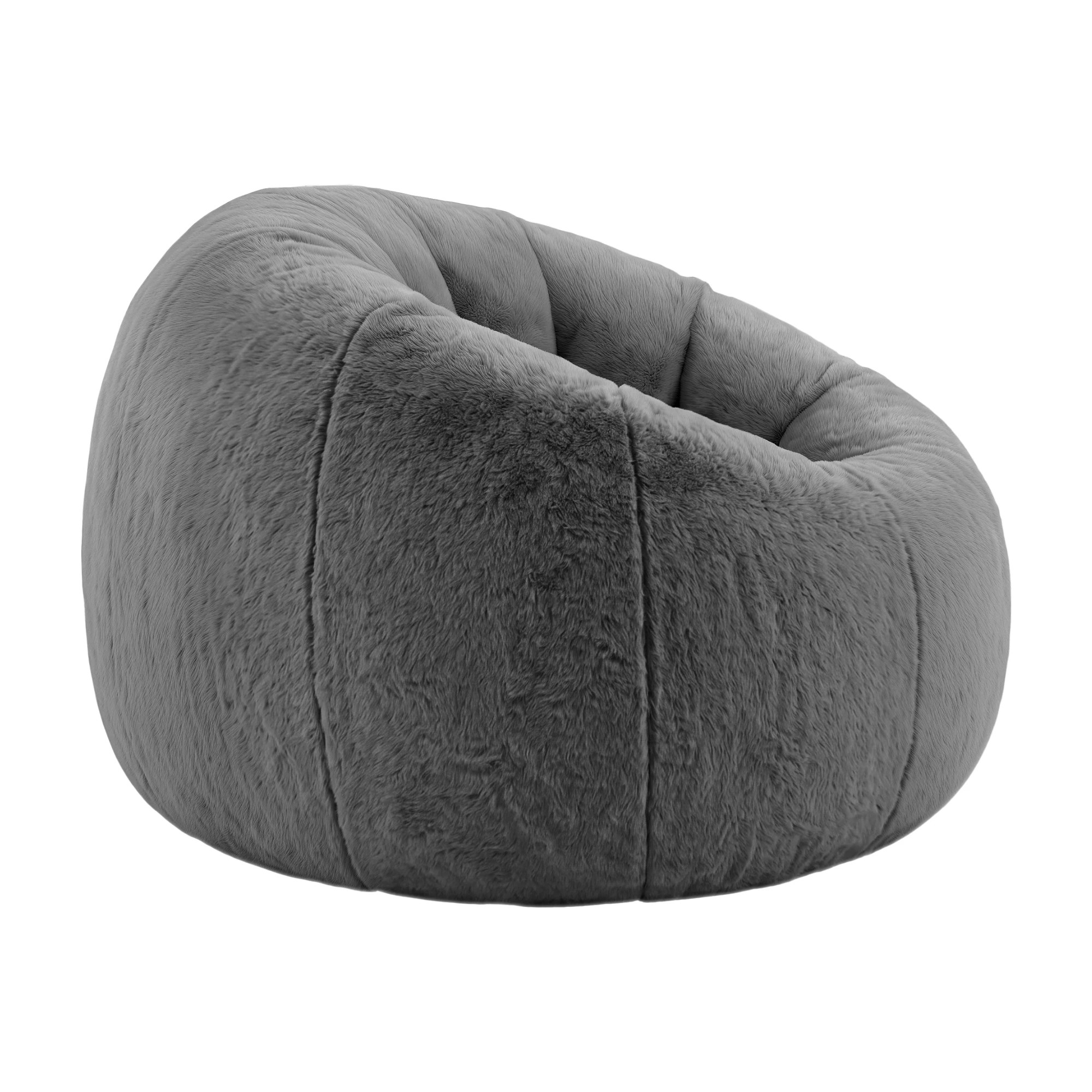 3 Artiss Bean Bag Chair Cover Faux Fur No Filler Washable Lazy Sofa Cover - Grey, 3 of 10