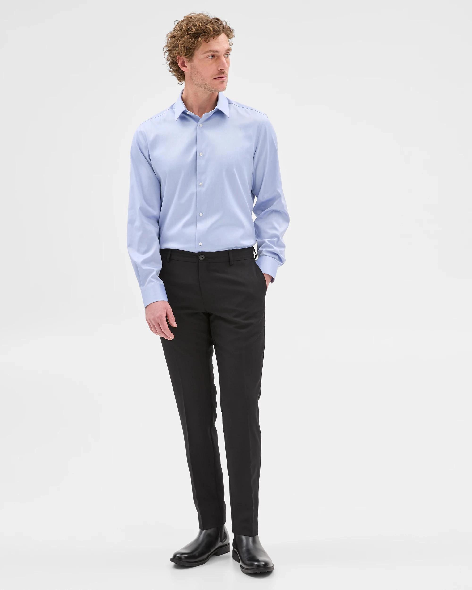 9 Preview Non Iron Long Sleeve Business Shirt BLUE, 9 of 10
