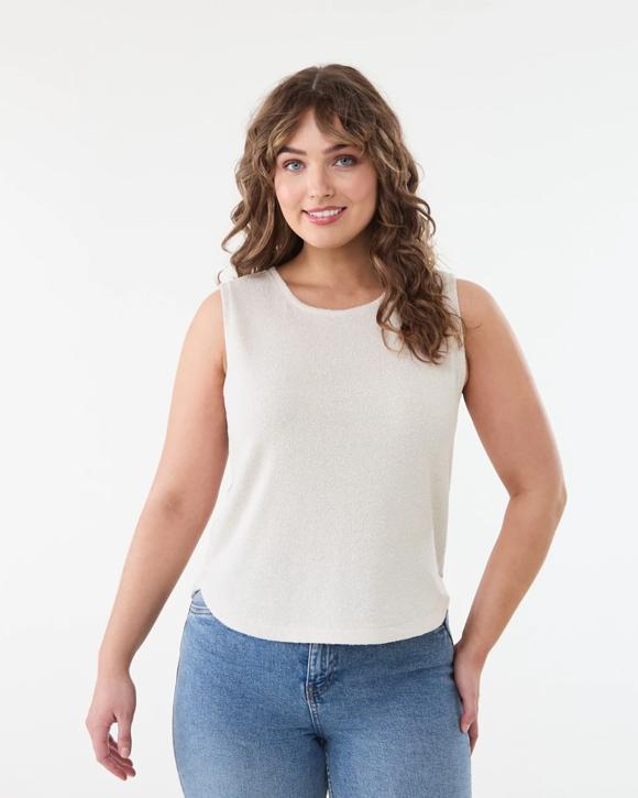 Sleeveless Textured Curved Hem Tank - Kmart