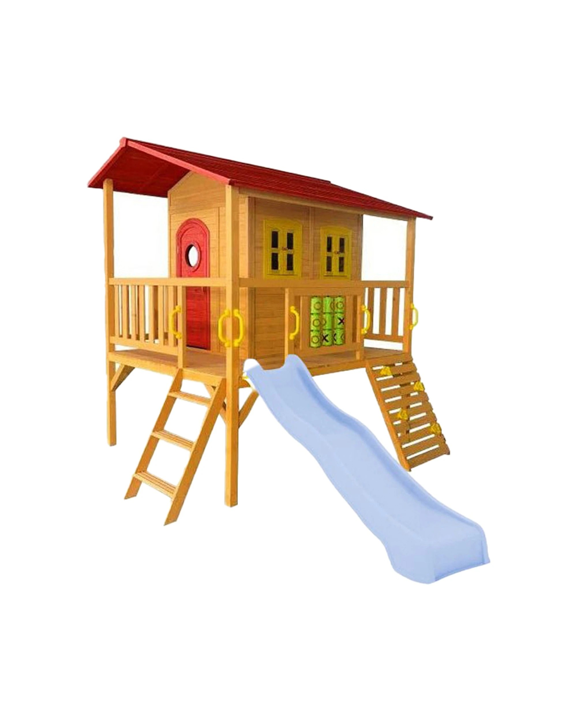 1 KIDZSHACK Sweet Shack Wooden Large Cubby House With Slide - Blue, 1 of 2