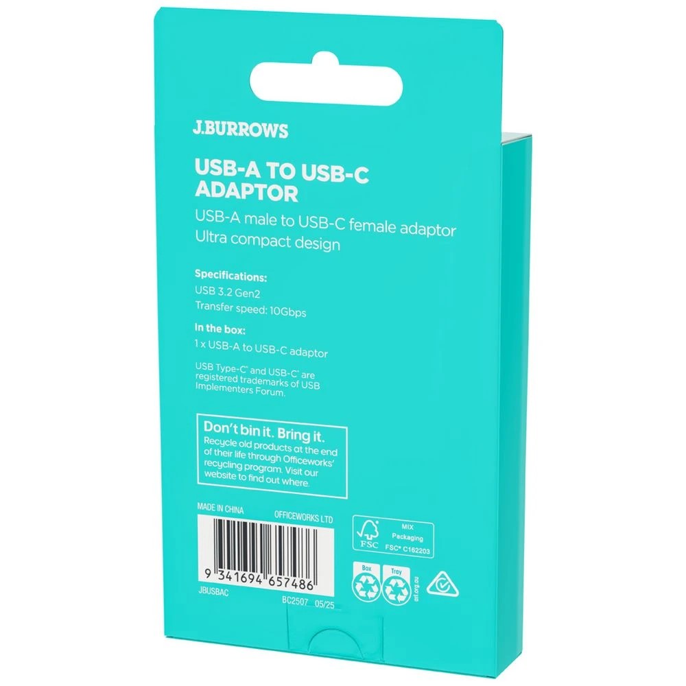 4 J.Burrows USB-A to USB-C Compact Adapter, 4 of 4