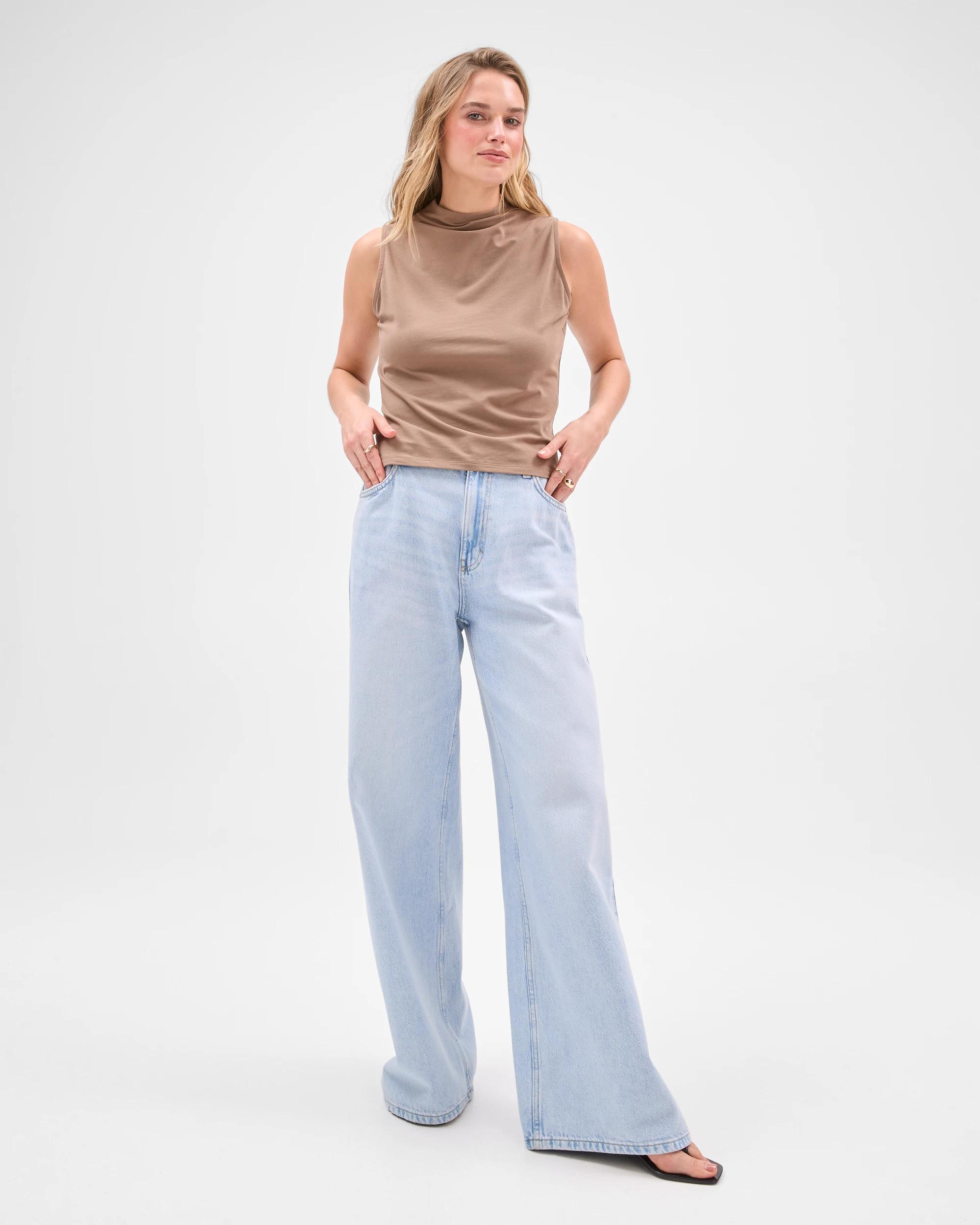 1 Lily Loves Australian Cotton Blend Wide Leg Denim Jeans PRATO BLUE, 1 of 6