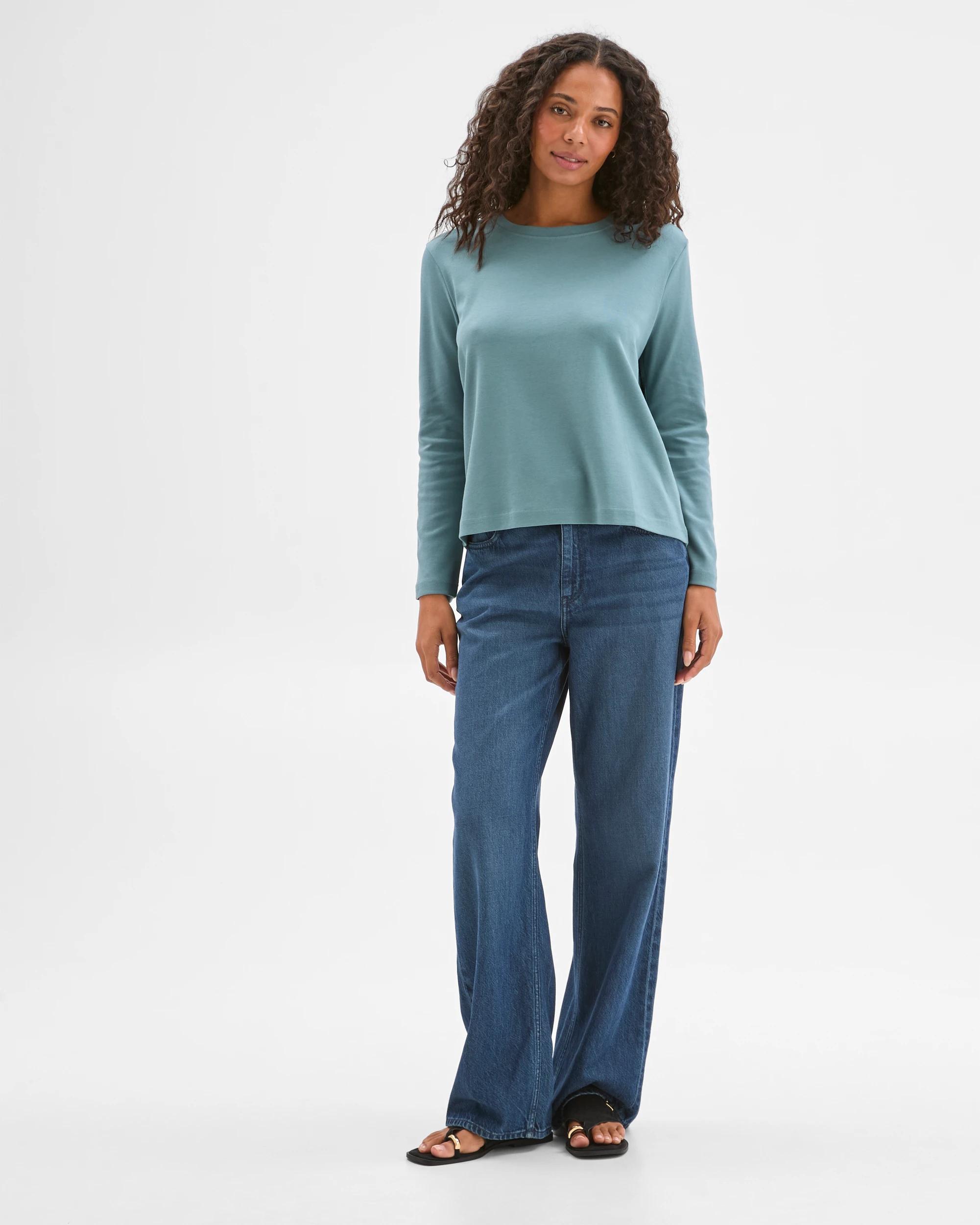 1 Target Woman Australian Cotton Classic Long Sleeve Crew Neck T-Shirt SUCCULENT, 1 of 5