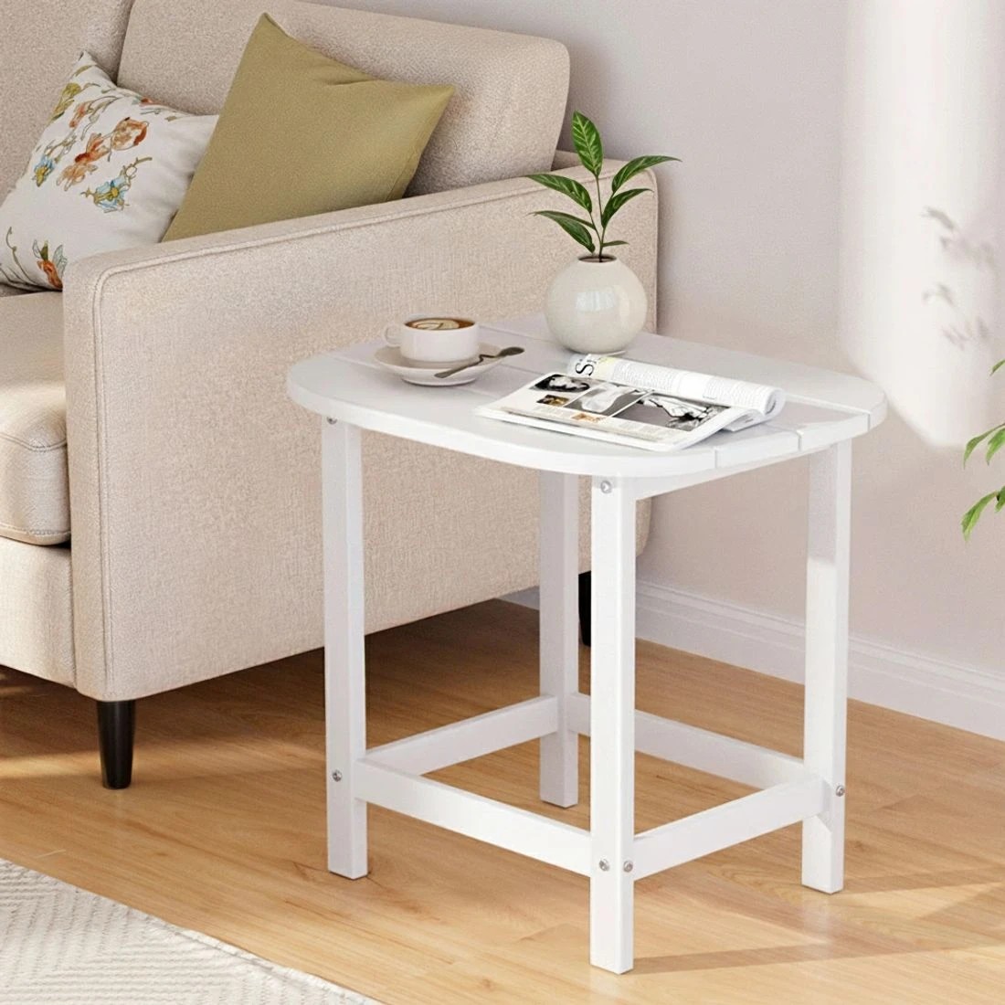 6 Gardeon Outdoor Coffee Side Table HDPE Desk Patio Furniture Camping Garden - White, 6 of 7