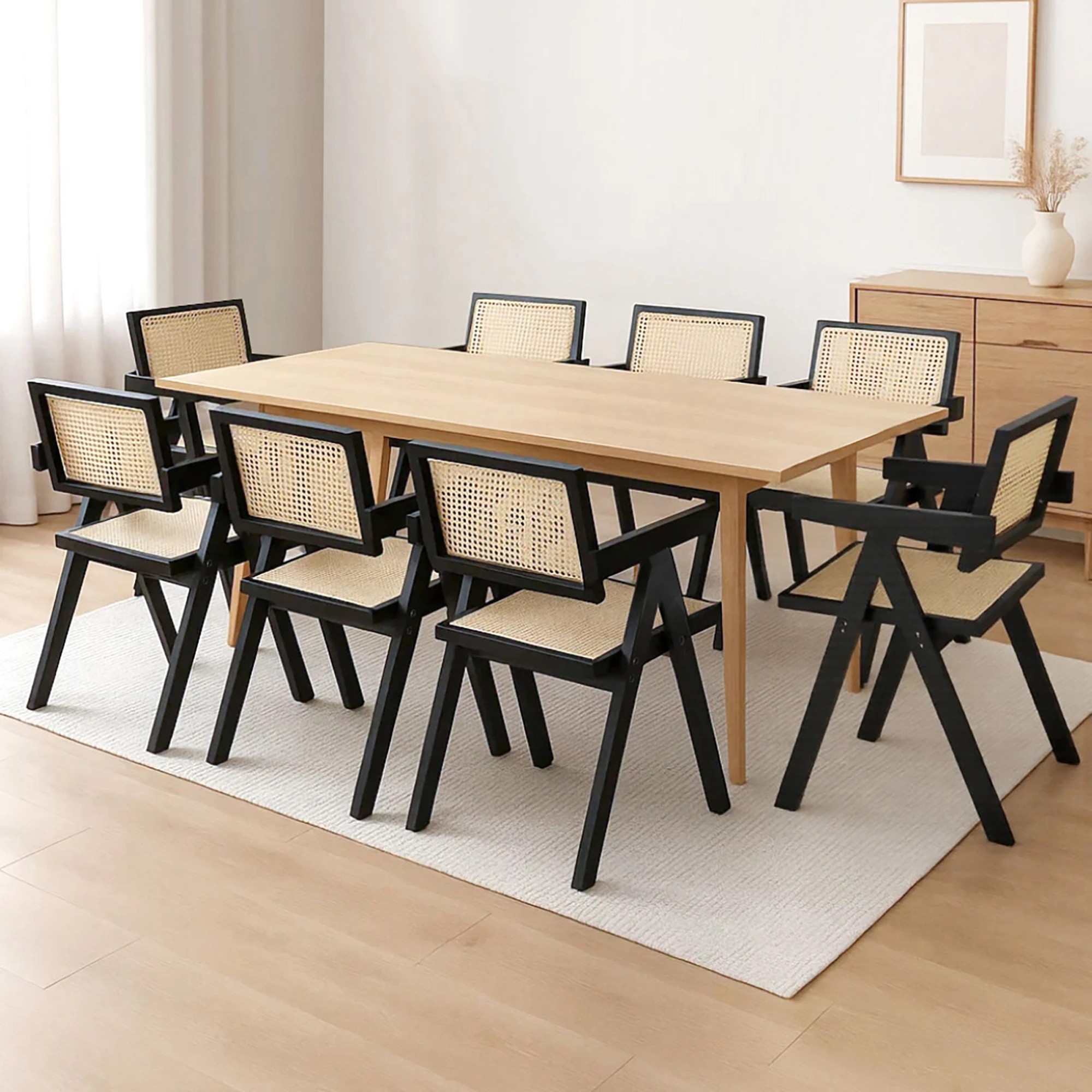 8 Levede 8x Armchair Dining Chair Wicker Wooden Chairs Rattan Accent Lounge Seat, 8 of 9