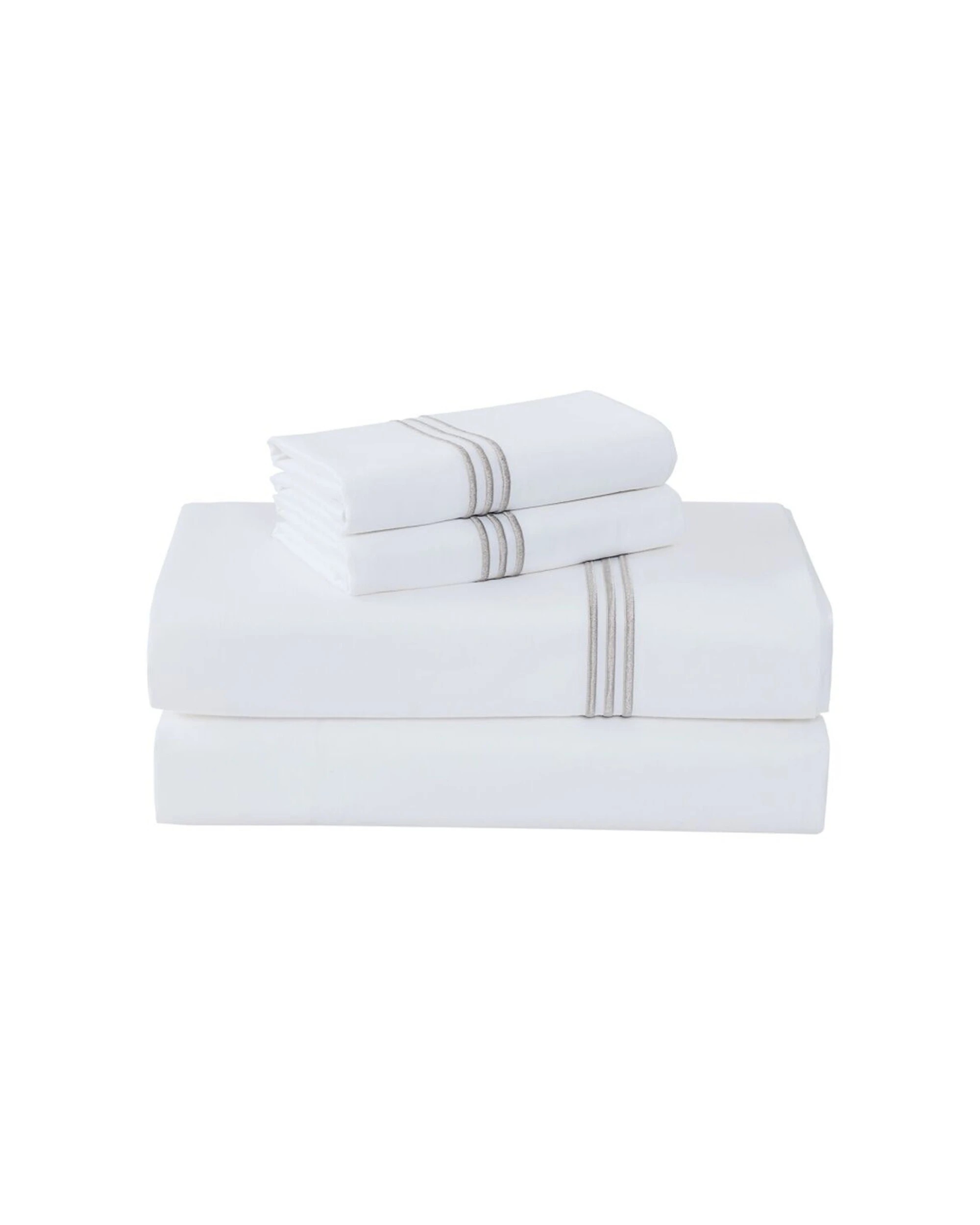 1 Grosvenor House 500TC Egyptian Cotton Hotel Embroidered Bed Bedding Sheet Set - Queen Bed - White, 1 of 8
