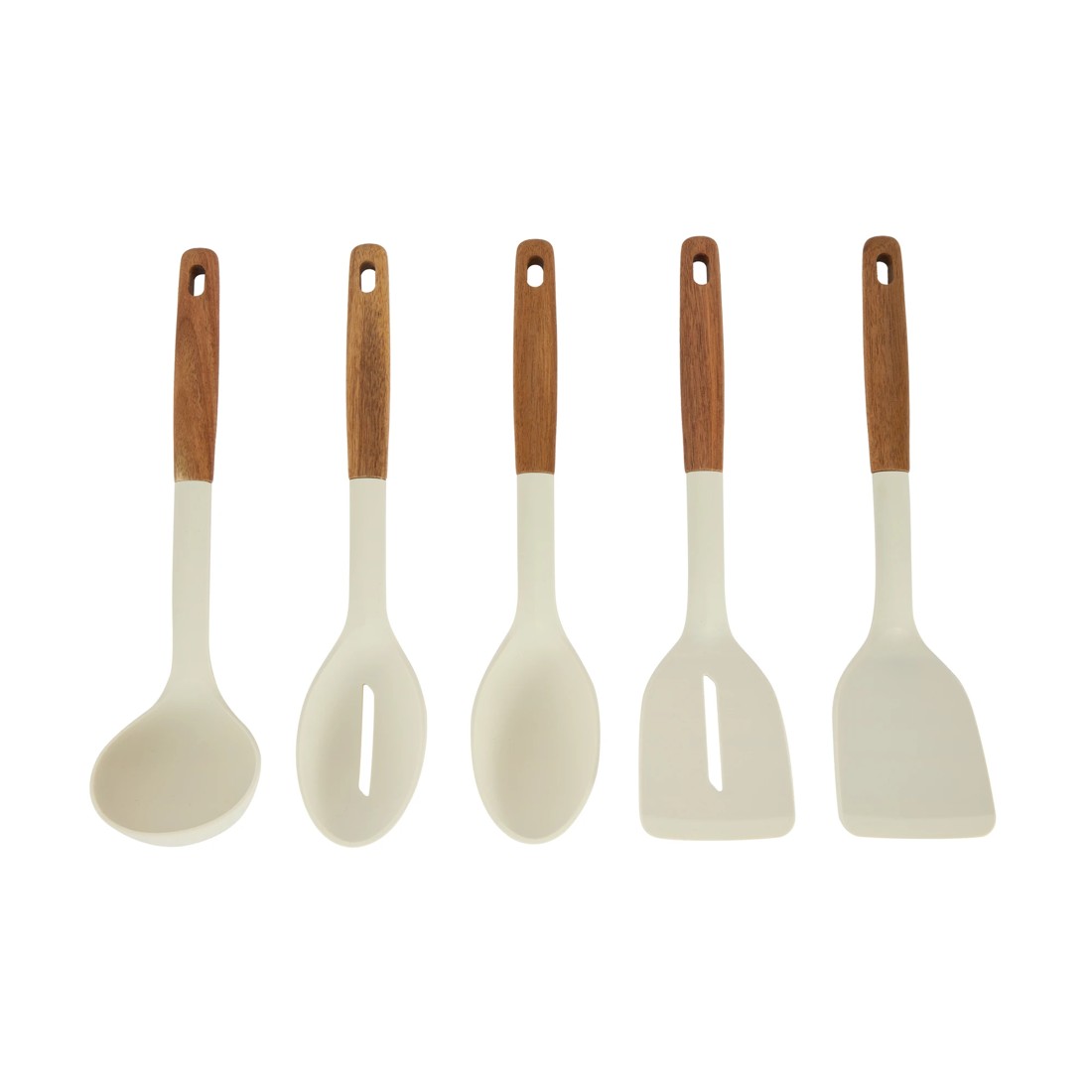 1 Set of 5 Silicone Utensils with Acacia Handles, 1 of 10