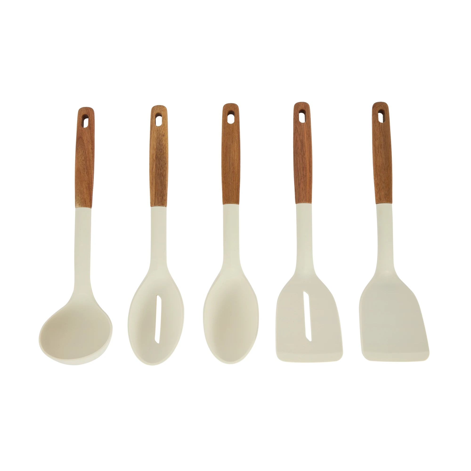 1 Set of 5 Silicone Utensils with Acacia Handles, 1 of 10