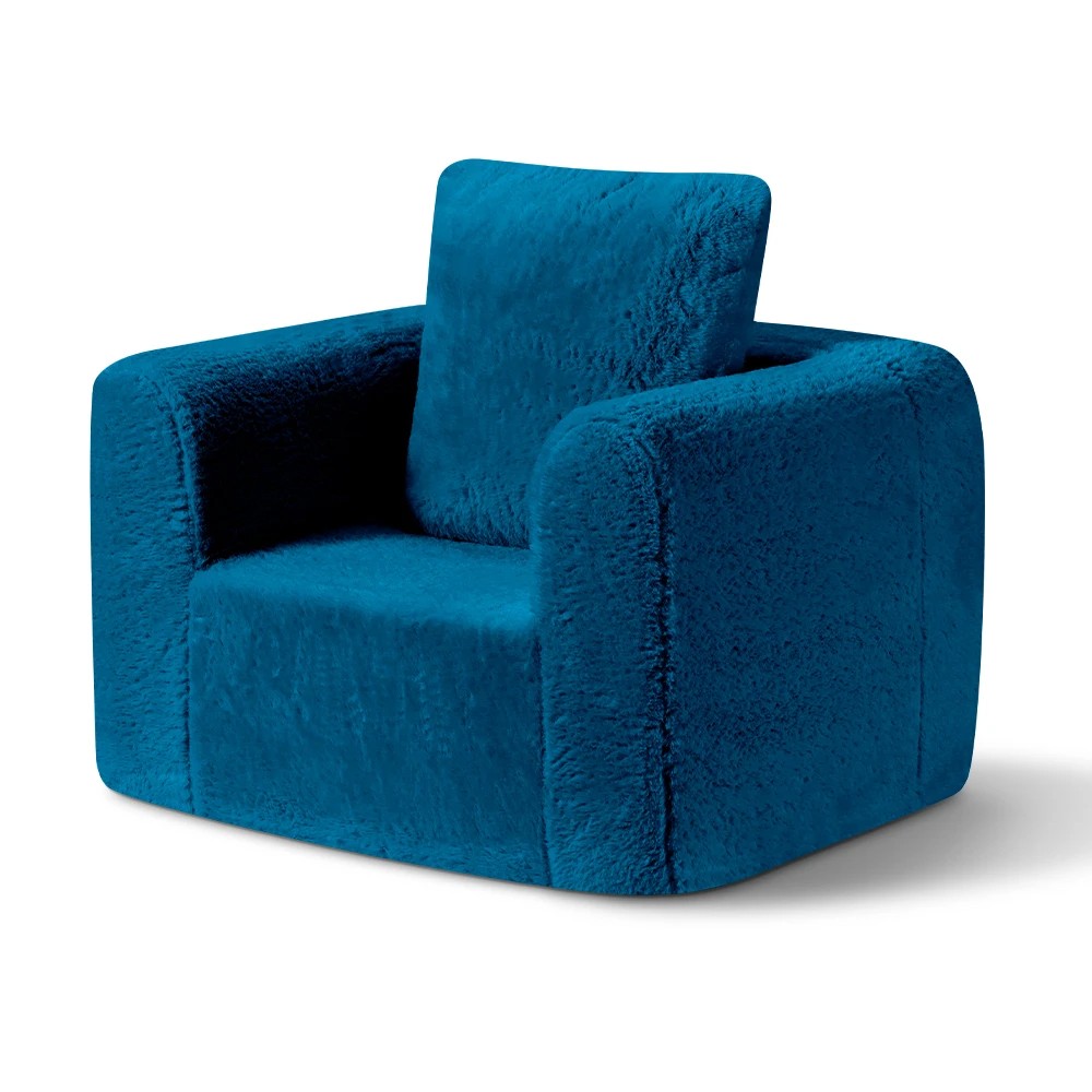 1 Playpals Kid Sofa Lounge Couch with Pillow High Back Toddler Chair - Blue, 1 of 3