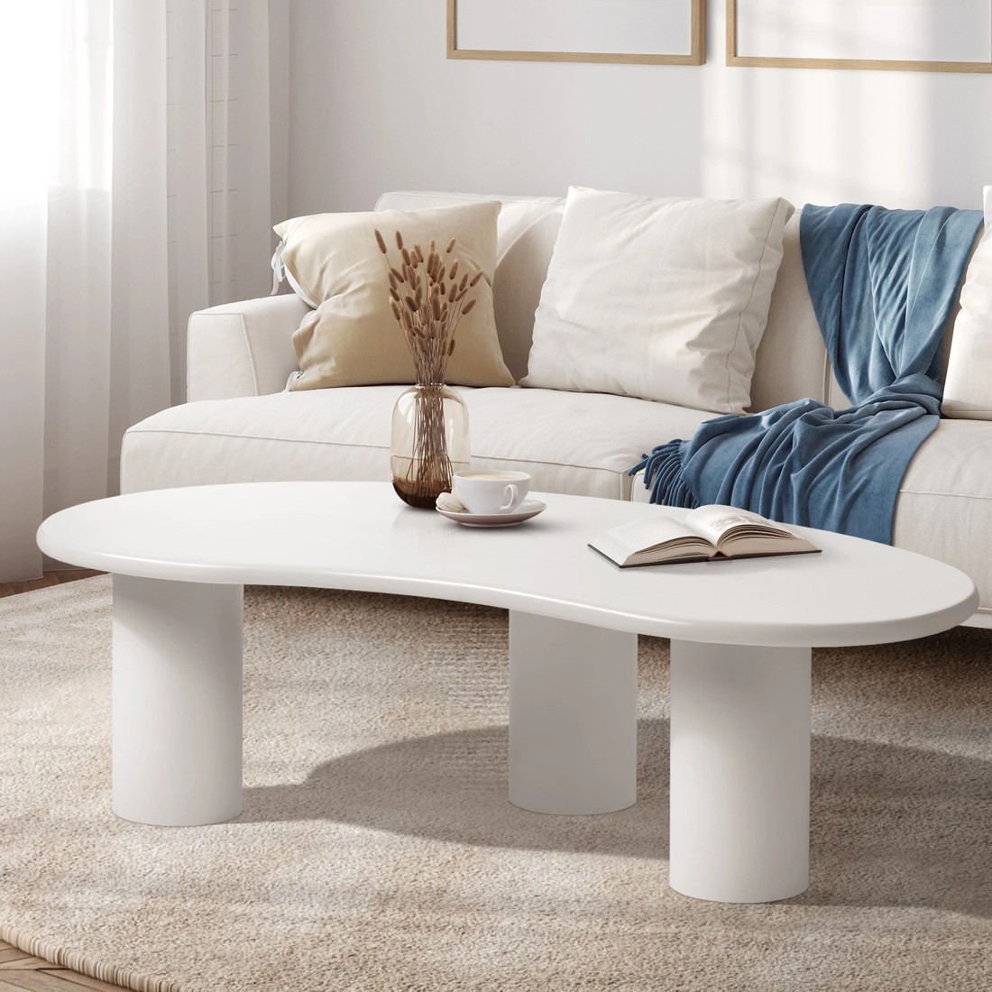 2 Oikiture Coffee Table Sofa Cafe Desk Side Tables Living Room Irregular
 - White, 2 of 10
