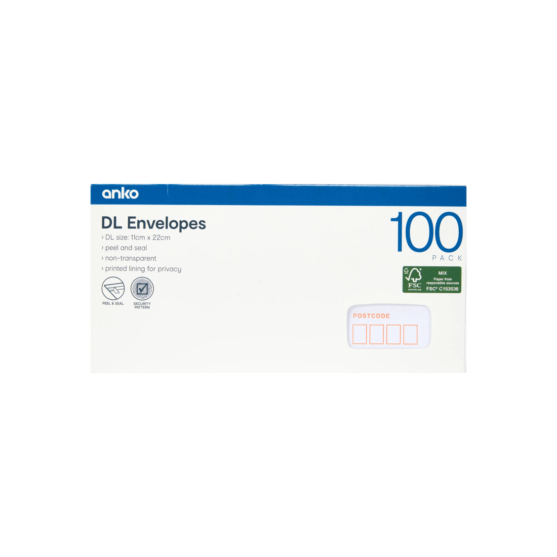 1 100 Pack DL Peel and Seal Envelopes - White, 1 of 5