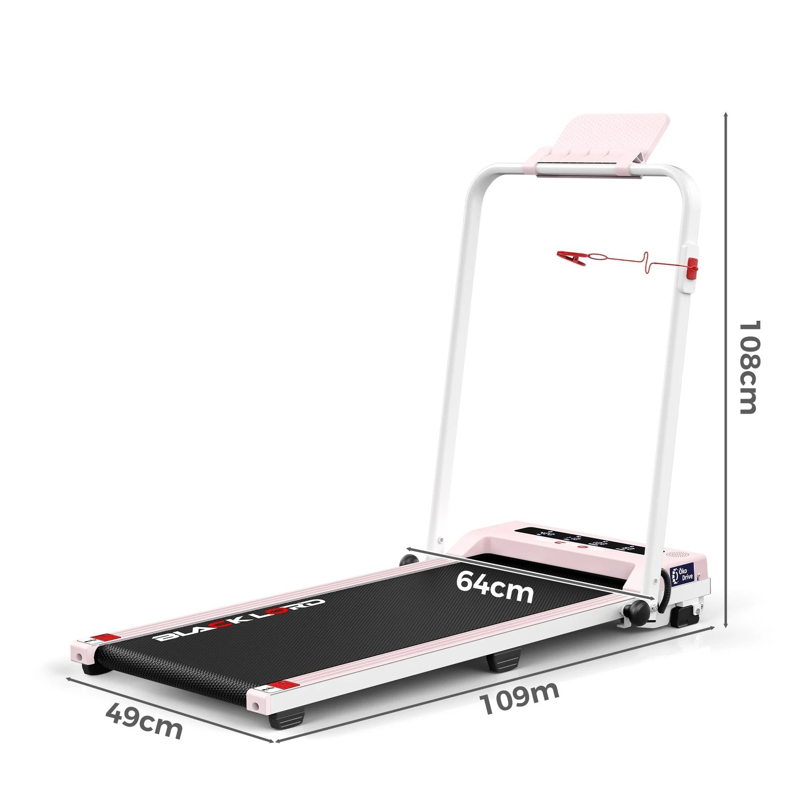 9 Black Lord Treadmill Electric Walking Pad Foldable Under Desk Home Gym 38cm Belt - Pink, 9 of 10
