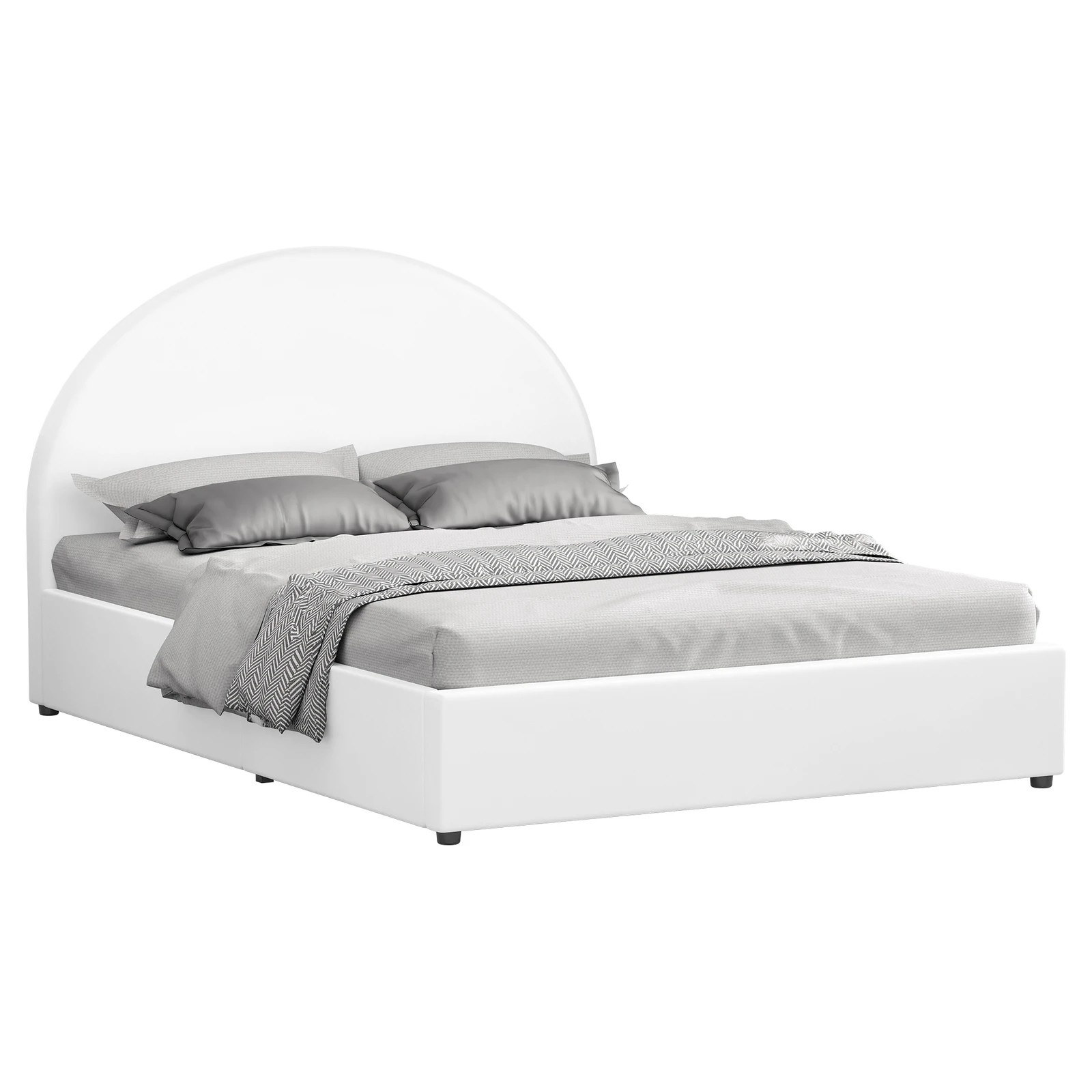 1 Alfordson Bed Frame Queen Size Gas Lift Base With Storage Leather Howell - White, 1 of 10