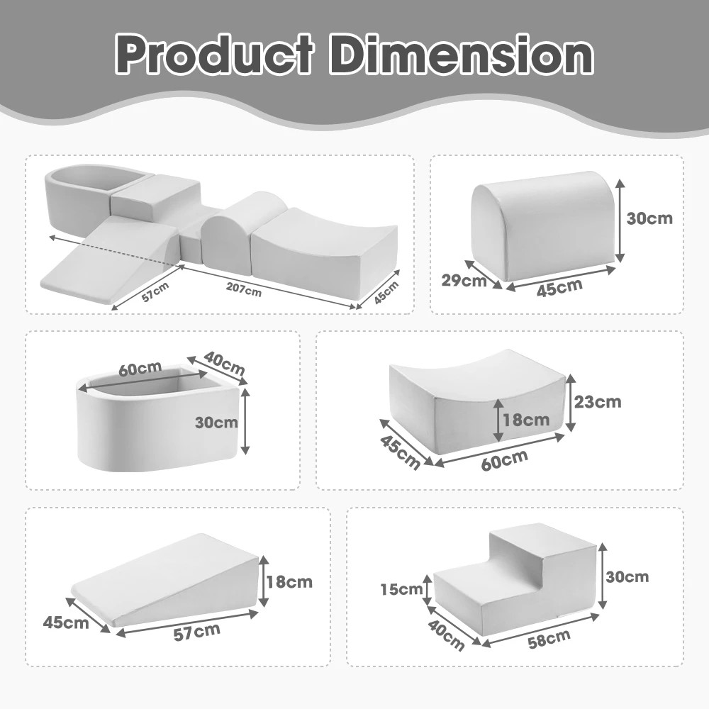 2 Playpals Kids Climb Crawl Foam Play Set 5PC Soft Playset Activity Toys - Grey, 2 of 3
