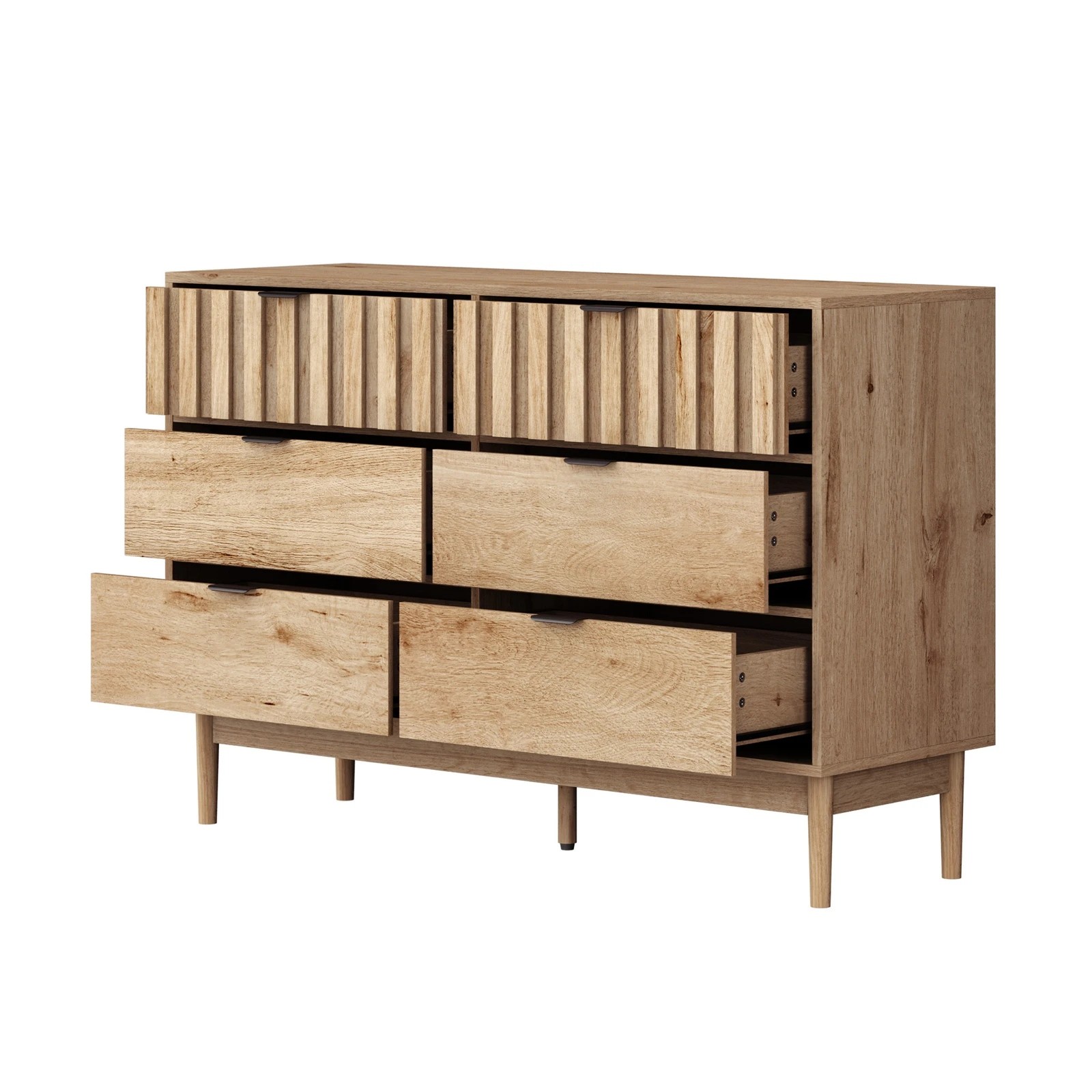 8 Oikiture 6 Chest of Drawers Organizer Dresser Storage Cabinet Lowboy - Natural, 8 of 9