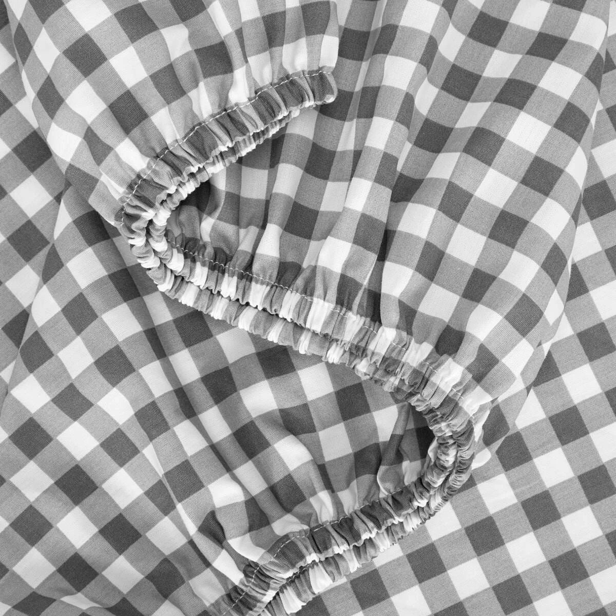 3 250 Thread Count Gingham Cotton Sheet Set - King Bed, Grey, 3 of 7