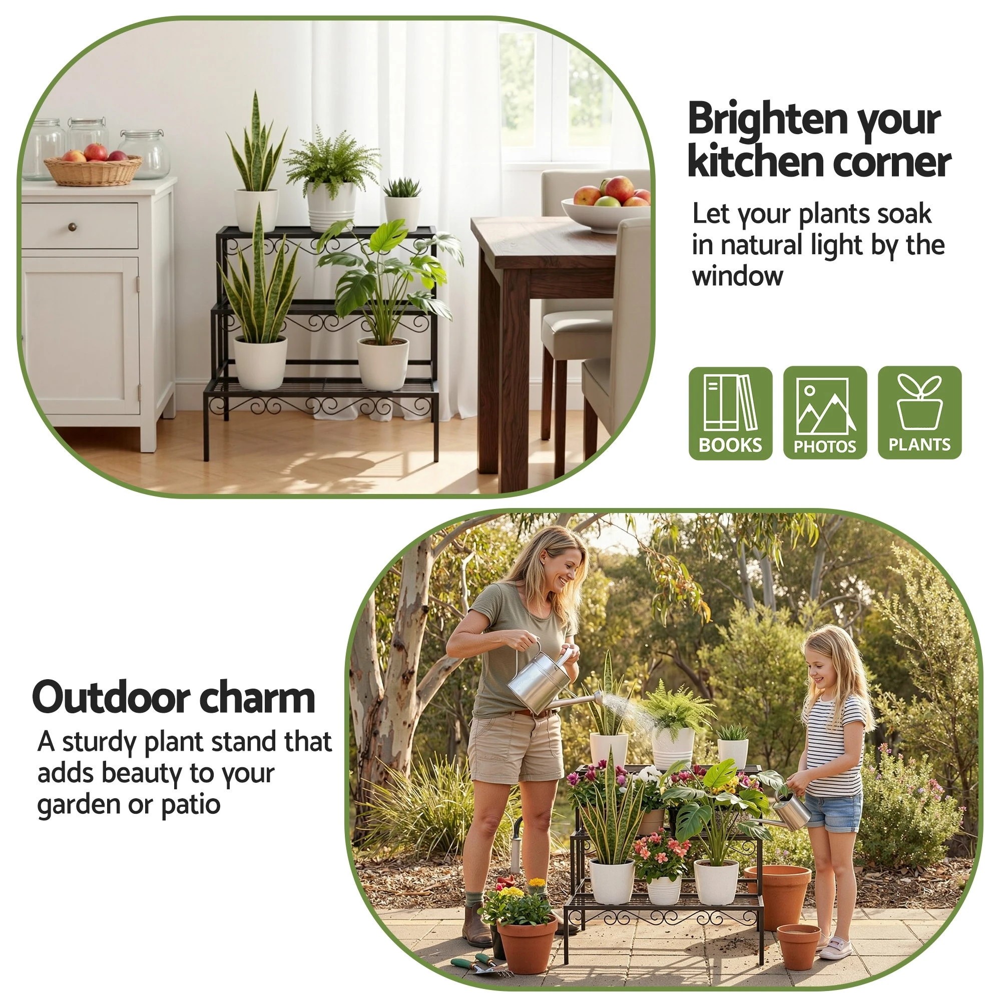 6 Artiss Plant Stand 3 Tier Metal Corner Plant Shelf Multiple Flower Holder Rack - Black, 6 of 8