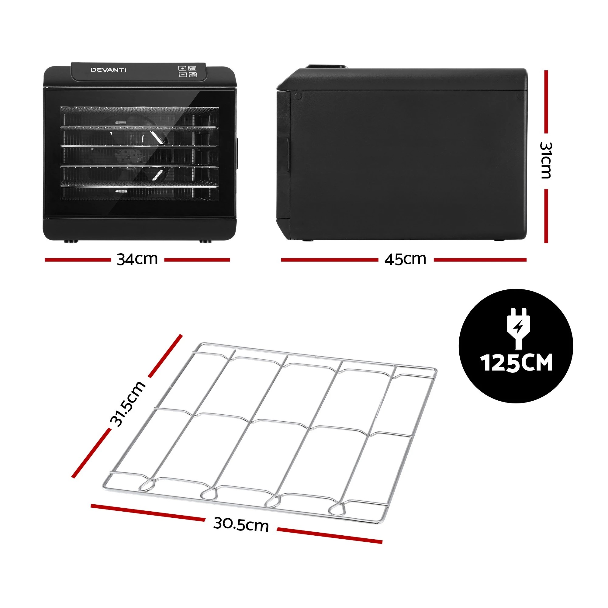 2 Devanti Food Dehydrator 6 Tray With Stainless Steel Hanging Rack - Multi, 2 of 8