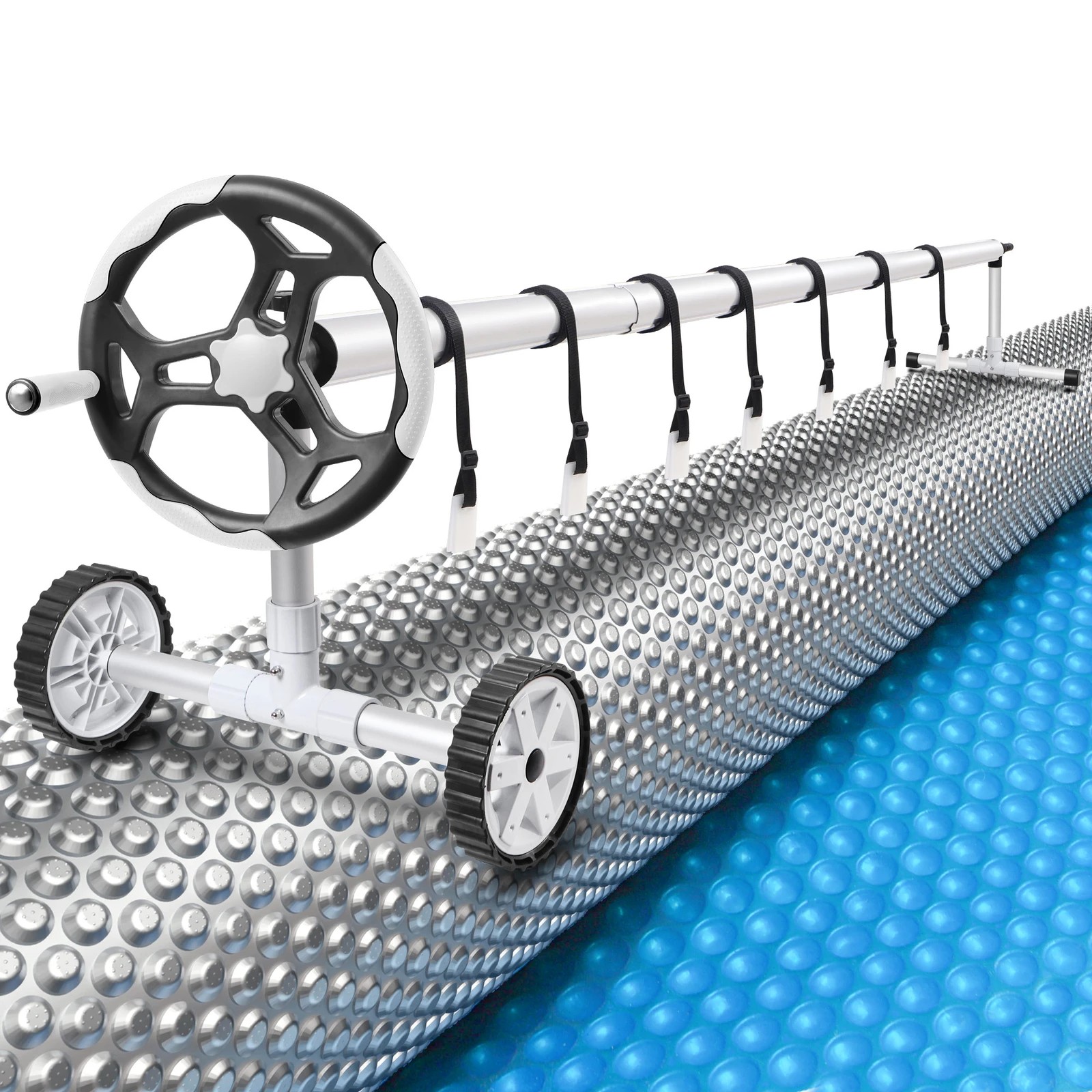 1 Alfordson Pool Cover 500 Micron 8X4.2M Solar Blanket Swimming 6M Roller - Silver, 1 of 8