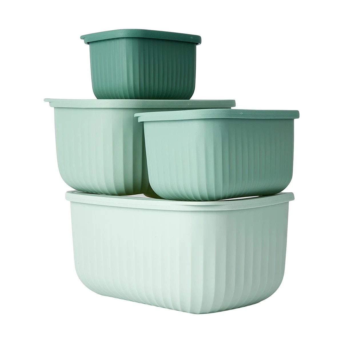 2 4 Piece Rectangle Nested Food Storage Set - Green, 2 of 10