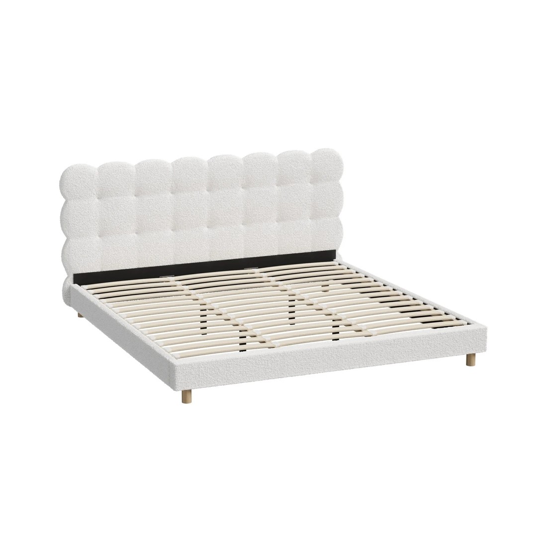 9 Oikiture King Bed Tufted Bedhead Boucle Bed Frame
 - White, 9 of 10