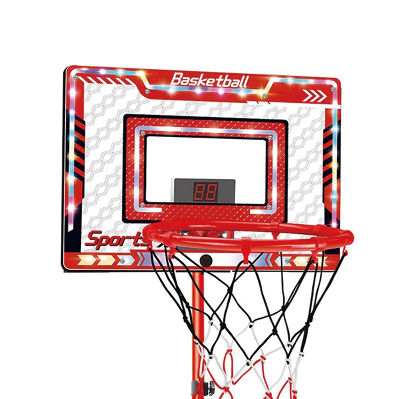 3 Ausway 1.2-1.89m Height Adjustable Kids Sport Basketball Hoop Stand with Electronic Scoreboard & LED Lights, 3 of 6