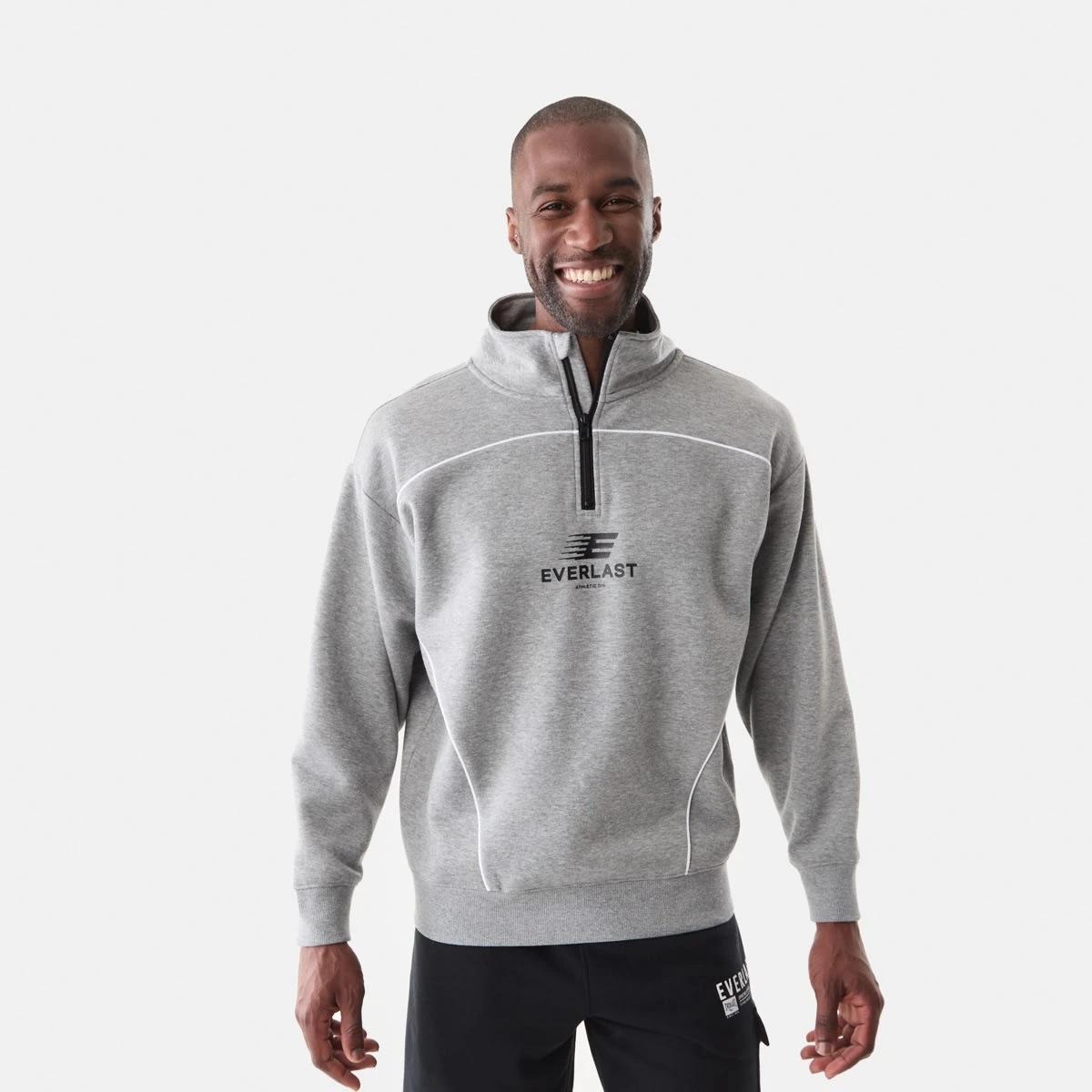 1 Everlast Mens 1/4 Zip Sweatshirt EVER GREY MARLE, 1 of 6