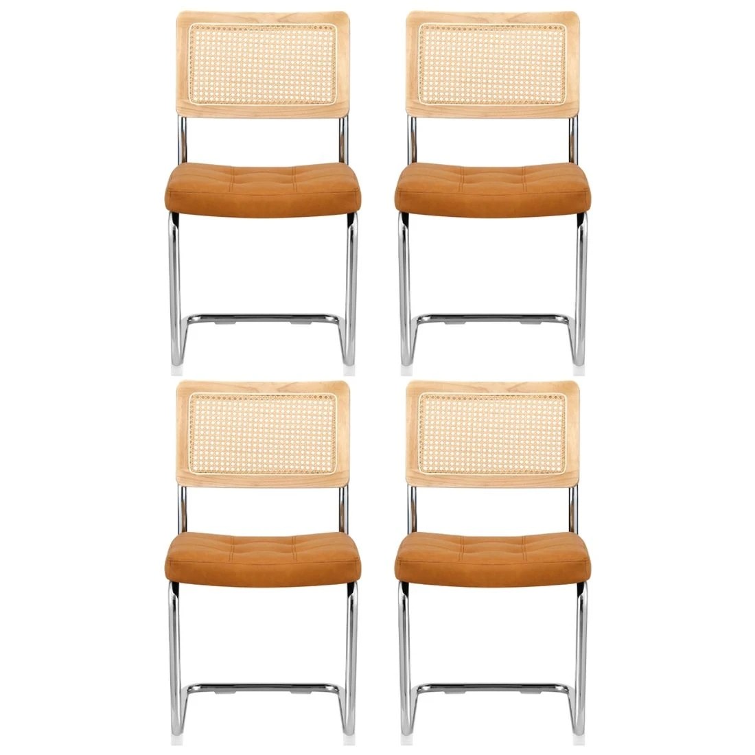 3 Artiss Dining Chairs Set of 4 PU Leather Rattan Cantilever - Multi, 3 of 6