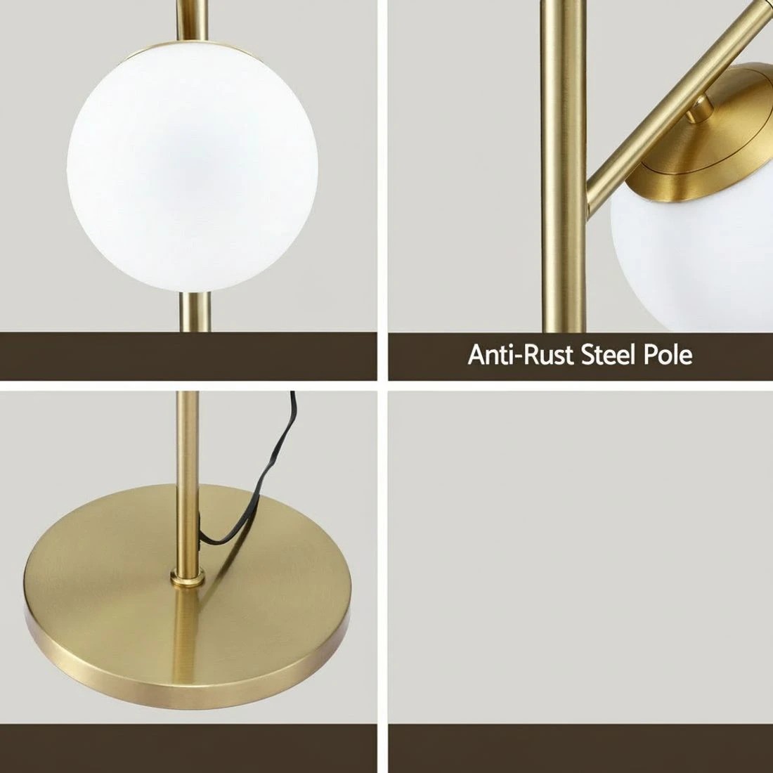 6 Artiss 3-Light Tree Floor Lamp 165cm Tall Standing Light with Sphere Glass Shades for Modern Homes - Gold, 6 of 6