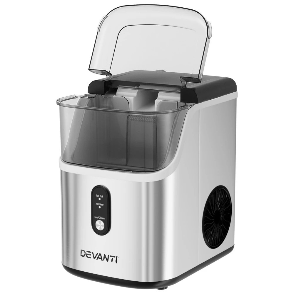 1 Devanti Ice Maker Machine 15kg Nugget Ice Cube - Silver, 1 of 5