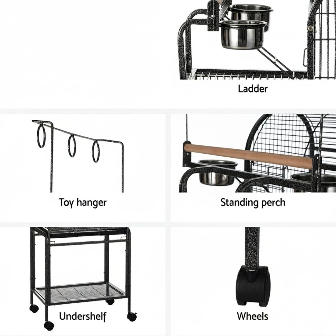 5 i.Pet Bird Cage 153cm Large Aviary - Black, 5 of 6