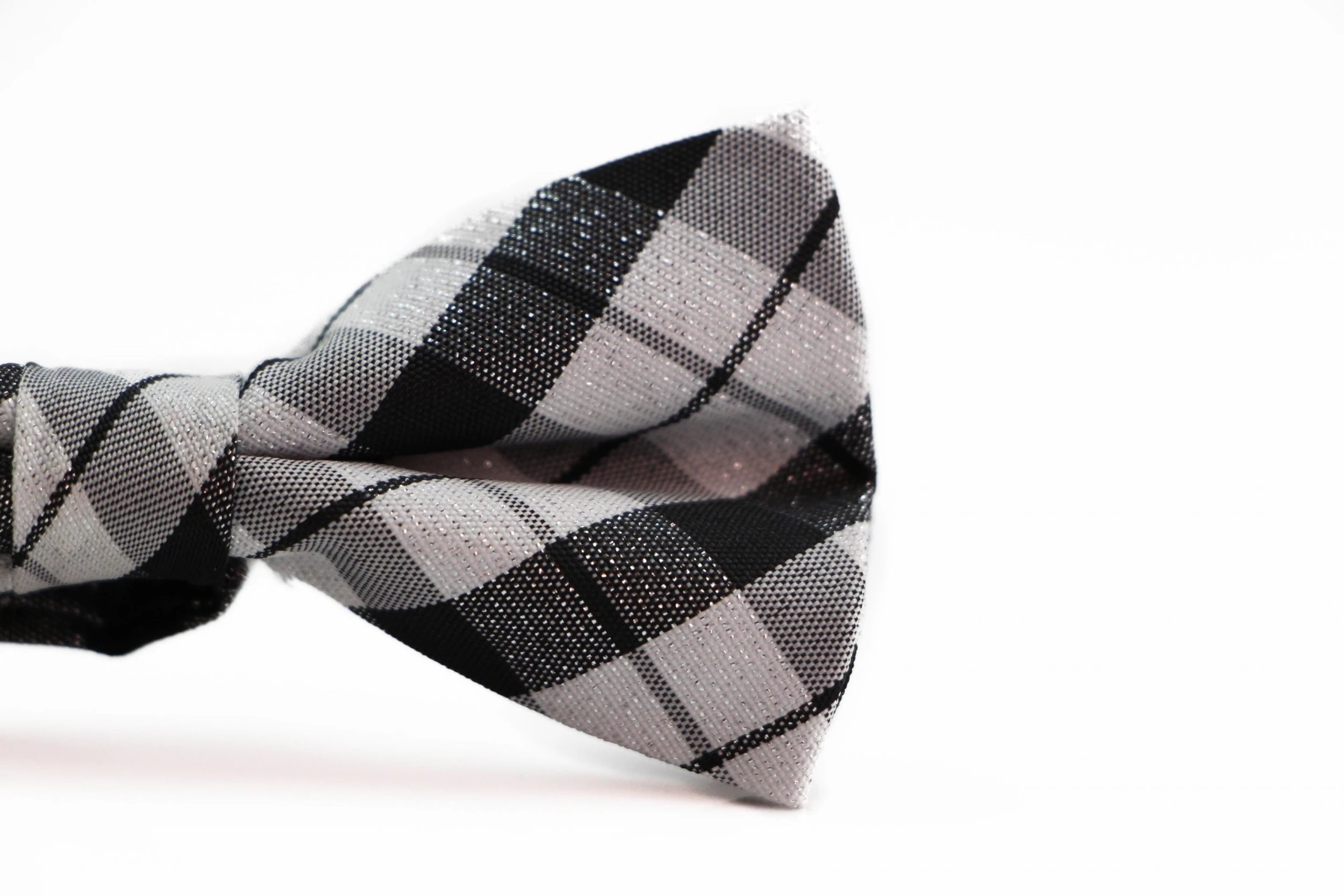 3 Zasel Boys Silver Tinsel With Black Plaid Patterned Cotton Bow Tie - Multi, 3 of 4