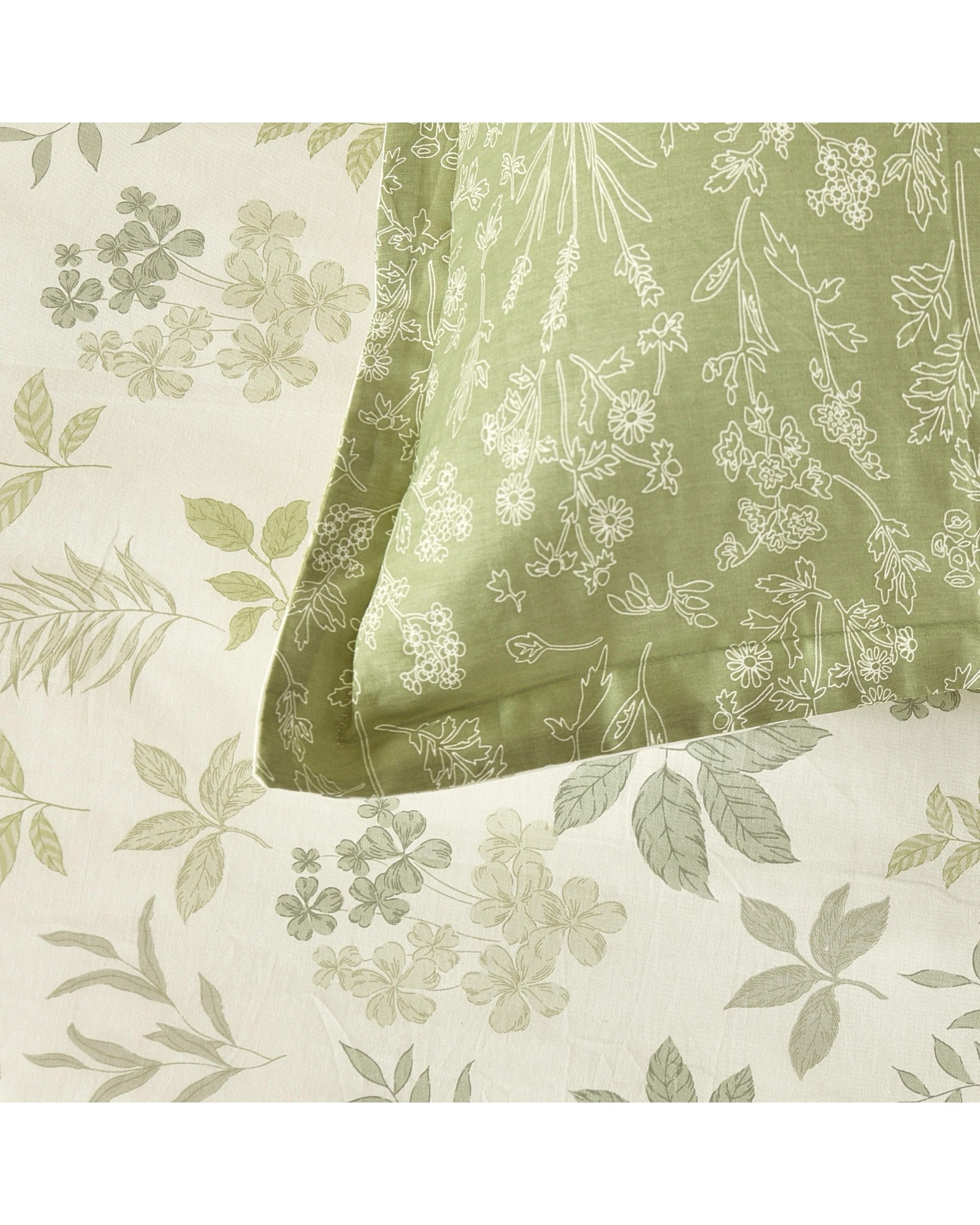 3 Dreamaker Mabel 100% Cotton Reversible Quilt Cover Set - King Single Bed - Sage Green, 3 of 7
