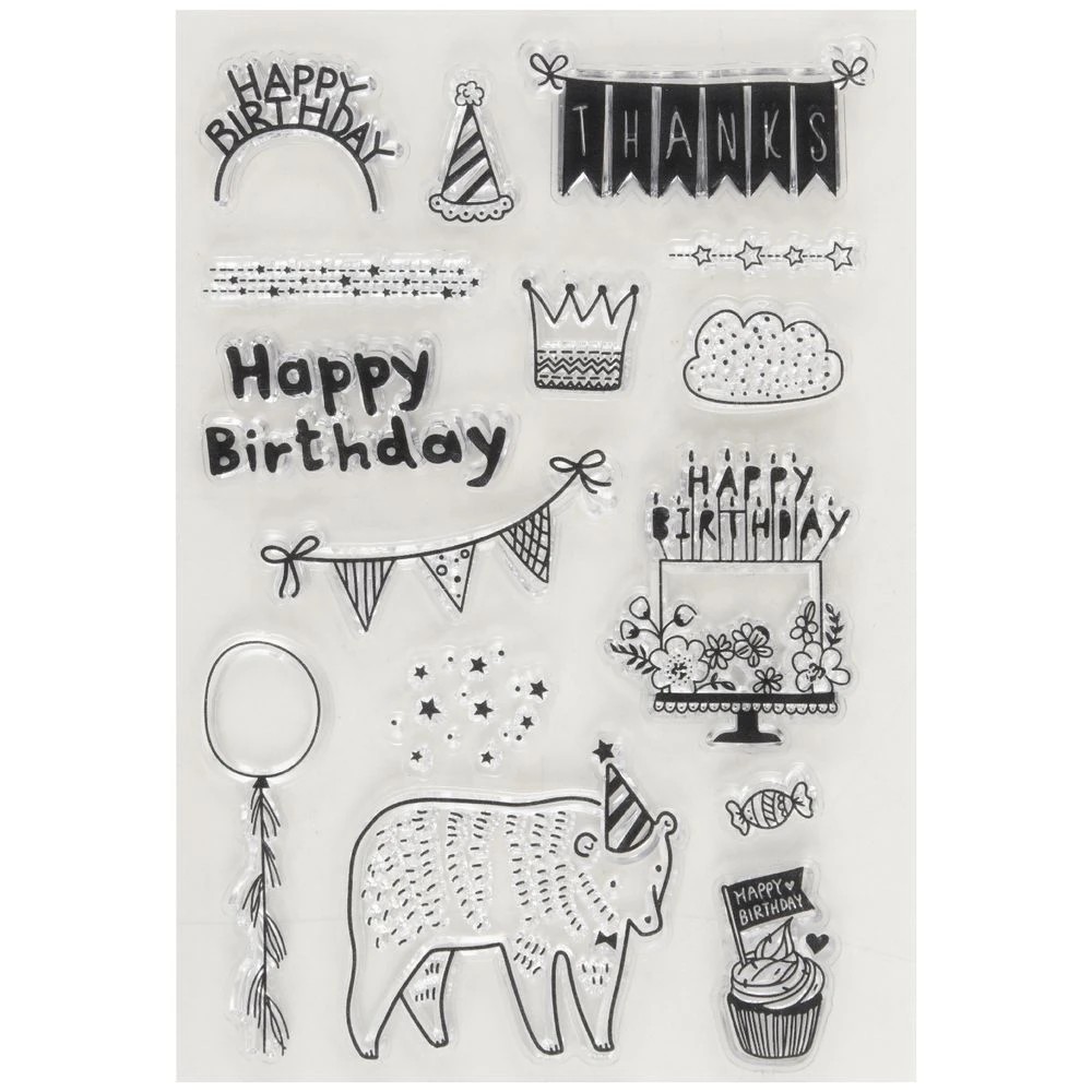 2 Born Clear Acrylic Sheet Stamps Party 105 x 155 mm, 2 of 2
