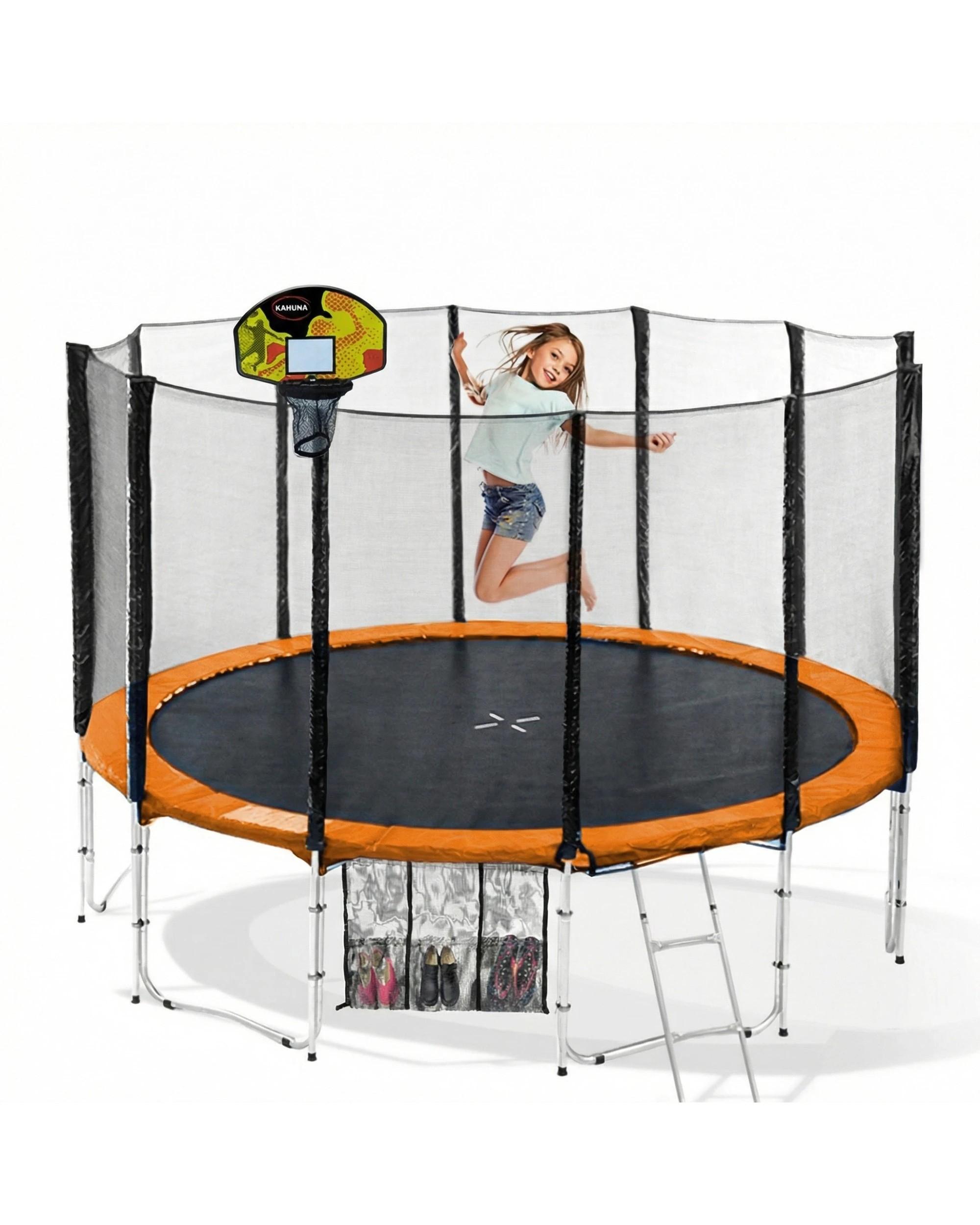 4 Kahuna Blizzard 12 ft Trampoline with Basketball Set - Orange, 4 of 10