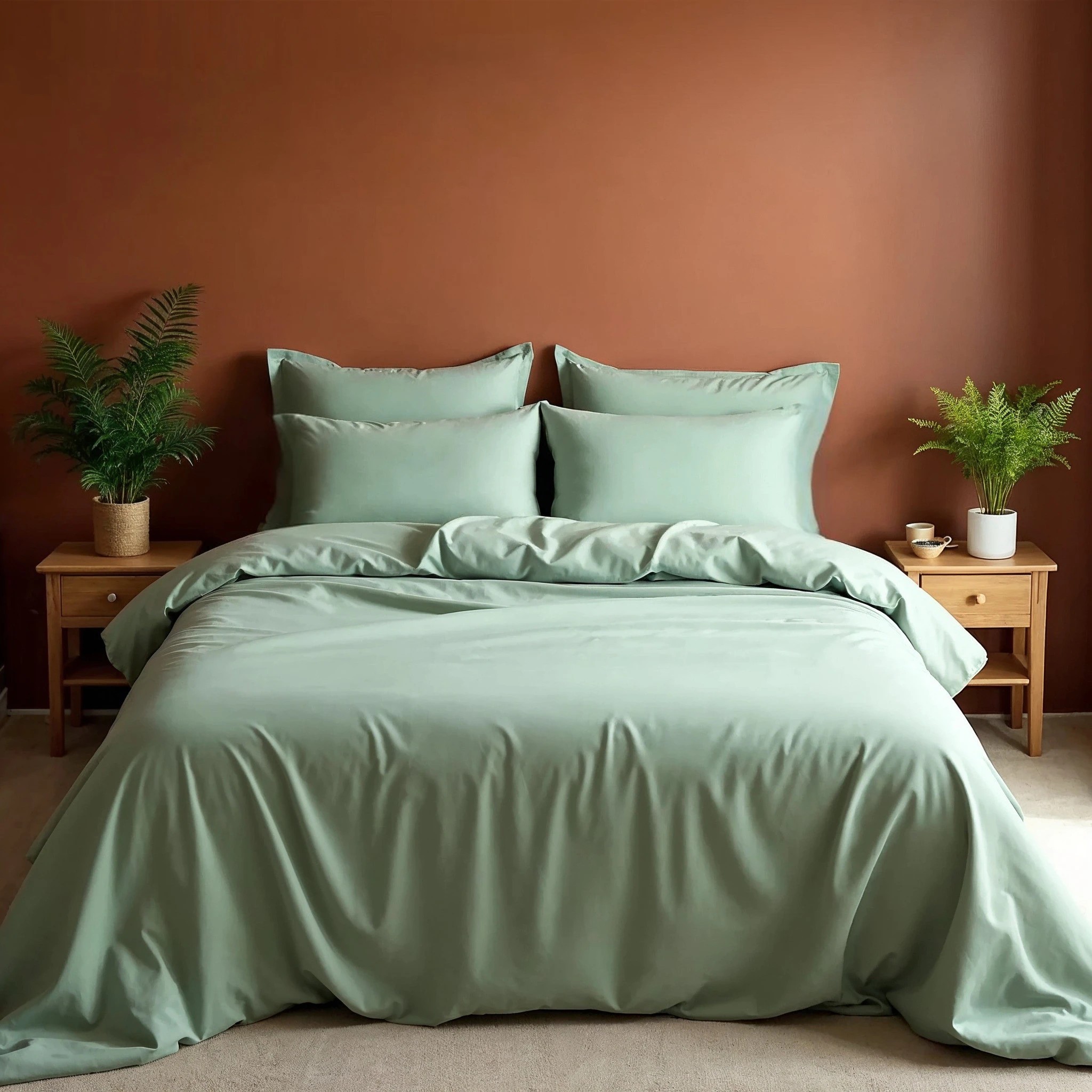 1 Royal Comfort Bamboo Blended Sheet & Pillowcases Set 1000TC Ultra Soft Bedding - Queen Bed - Green, 1 of 4