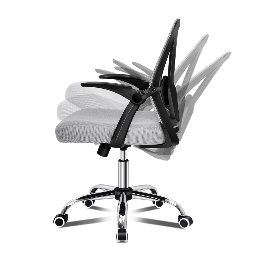 4 Alfordson Mesh Office Chair Executive Fabric Seat Gaming Racing Tilt Computer - Grey, 4 of 10