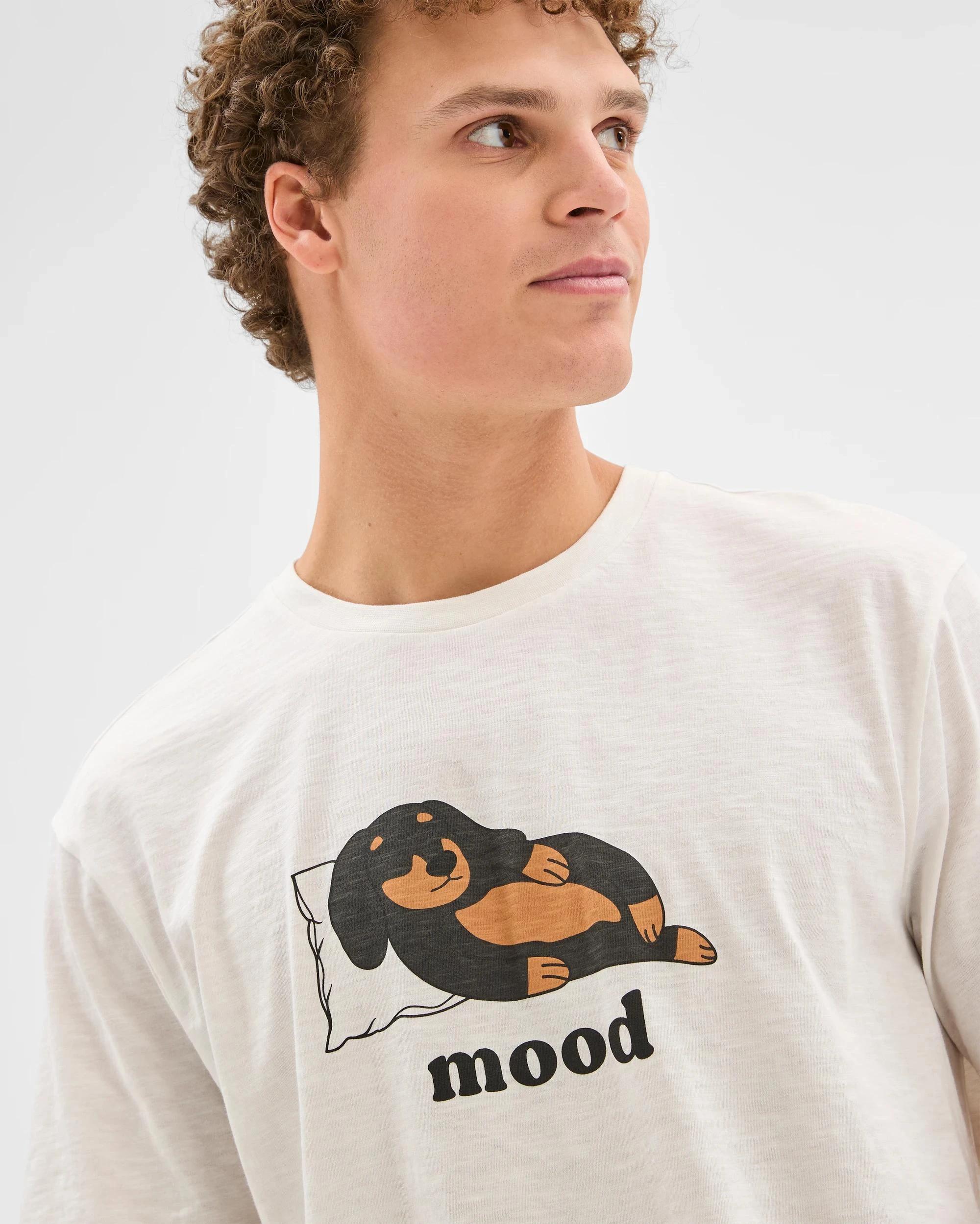 4 Australian Cotton Print Jersey Sleep T-Shirt - Maxx CLOUD DANCER DOG MOOD, 4 of 5