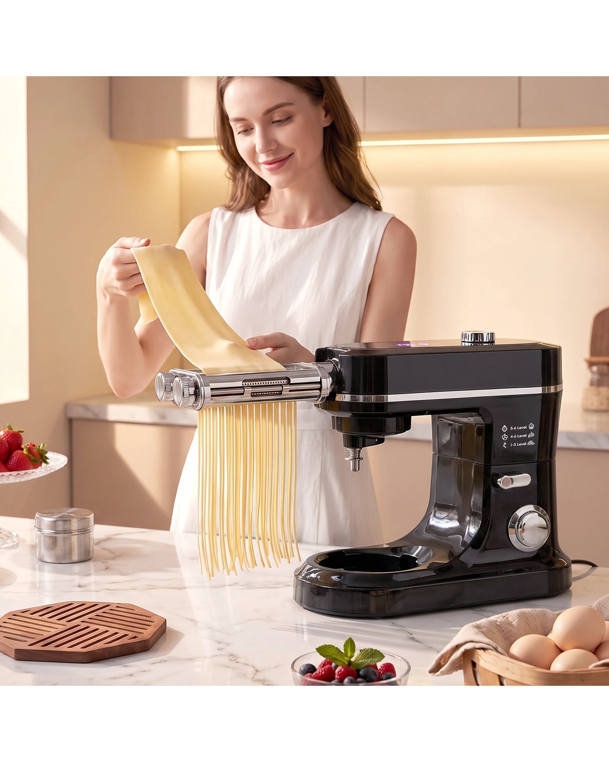 2 Advwin Stand Mixer 8L+6.5L Kitchen Mixer with Pasta Maker Meat Grinder - Black, 2 of 7