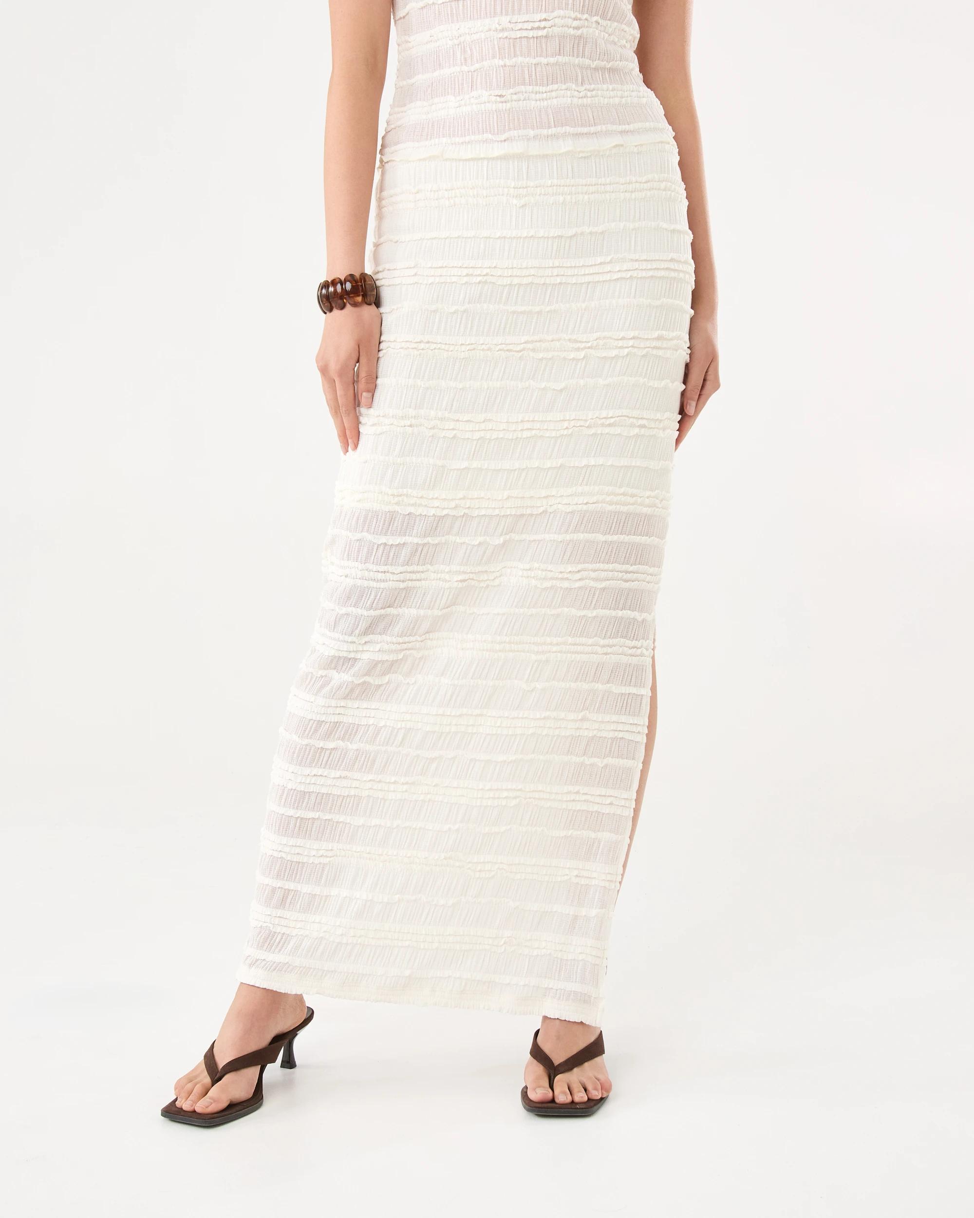 1 Textured Side Split Maxi Skirt Cld White, 1 of 6