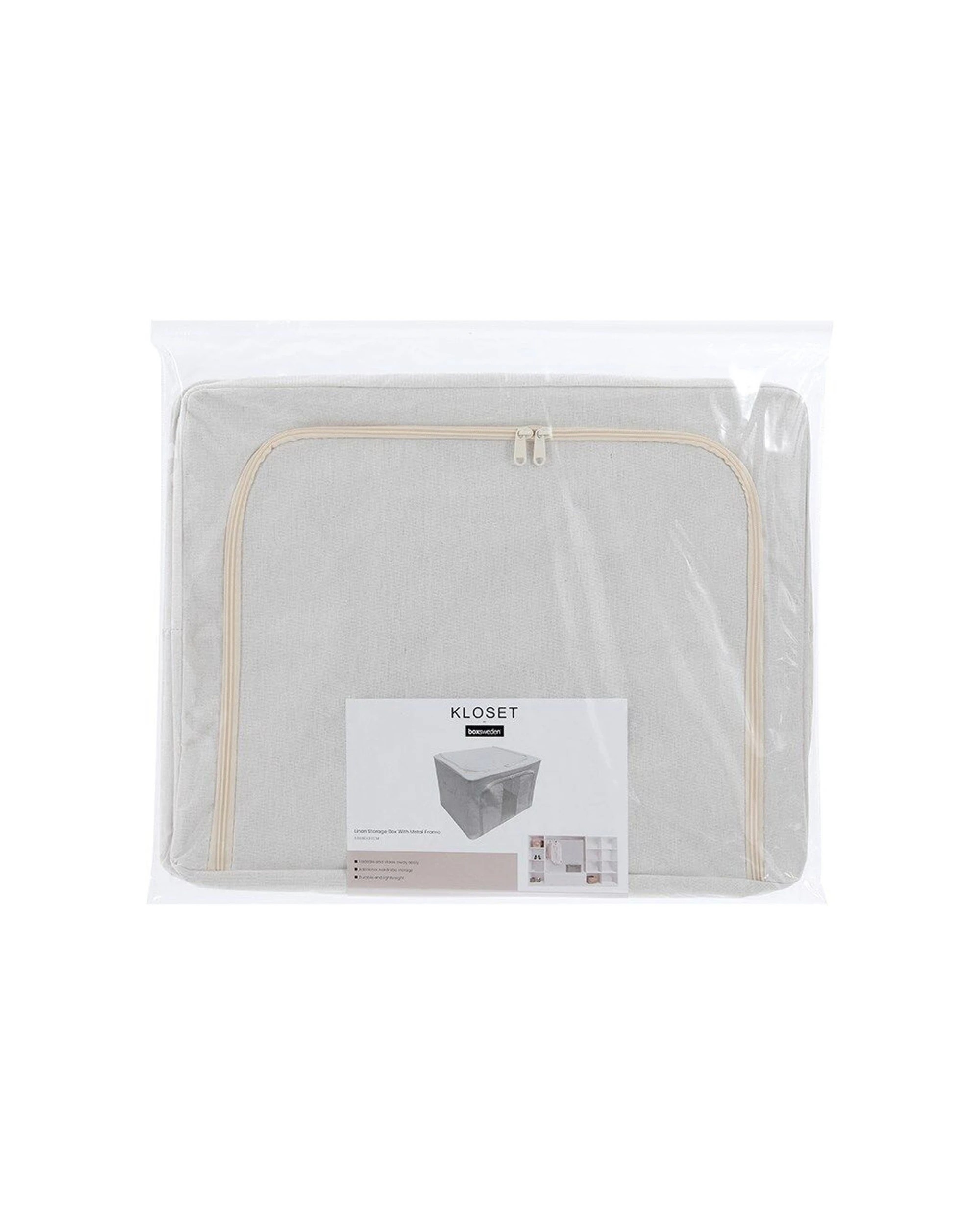 3 Boxsweden Kloset Linen Storage Box Metal Frame Zippered Handles 50x40x33cm - White, 3 of 5