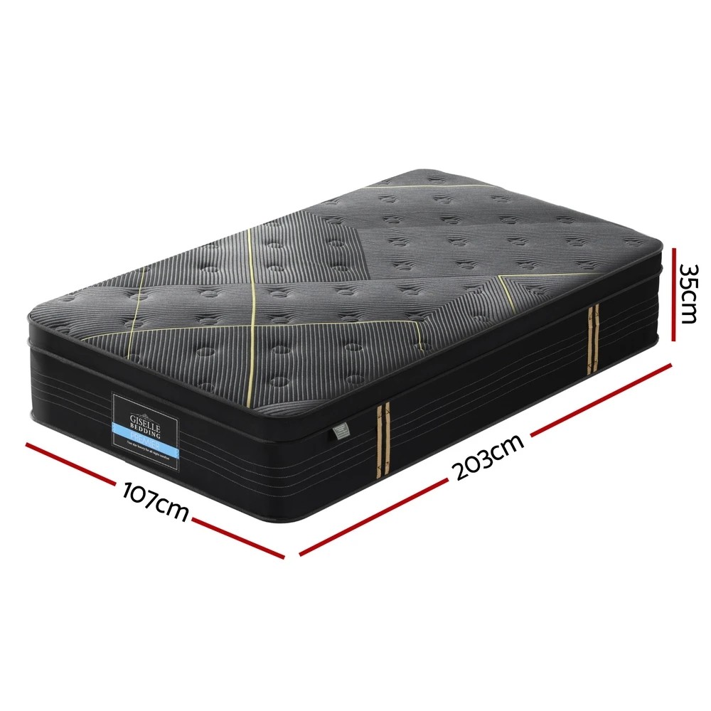 2 35cm Giselle Mattress King Single Bed Bamboo Pocket Firm Foam - Black, 2 of 7