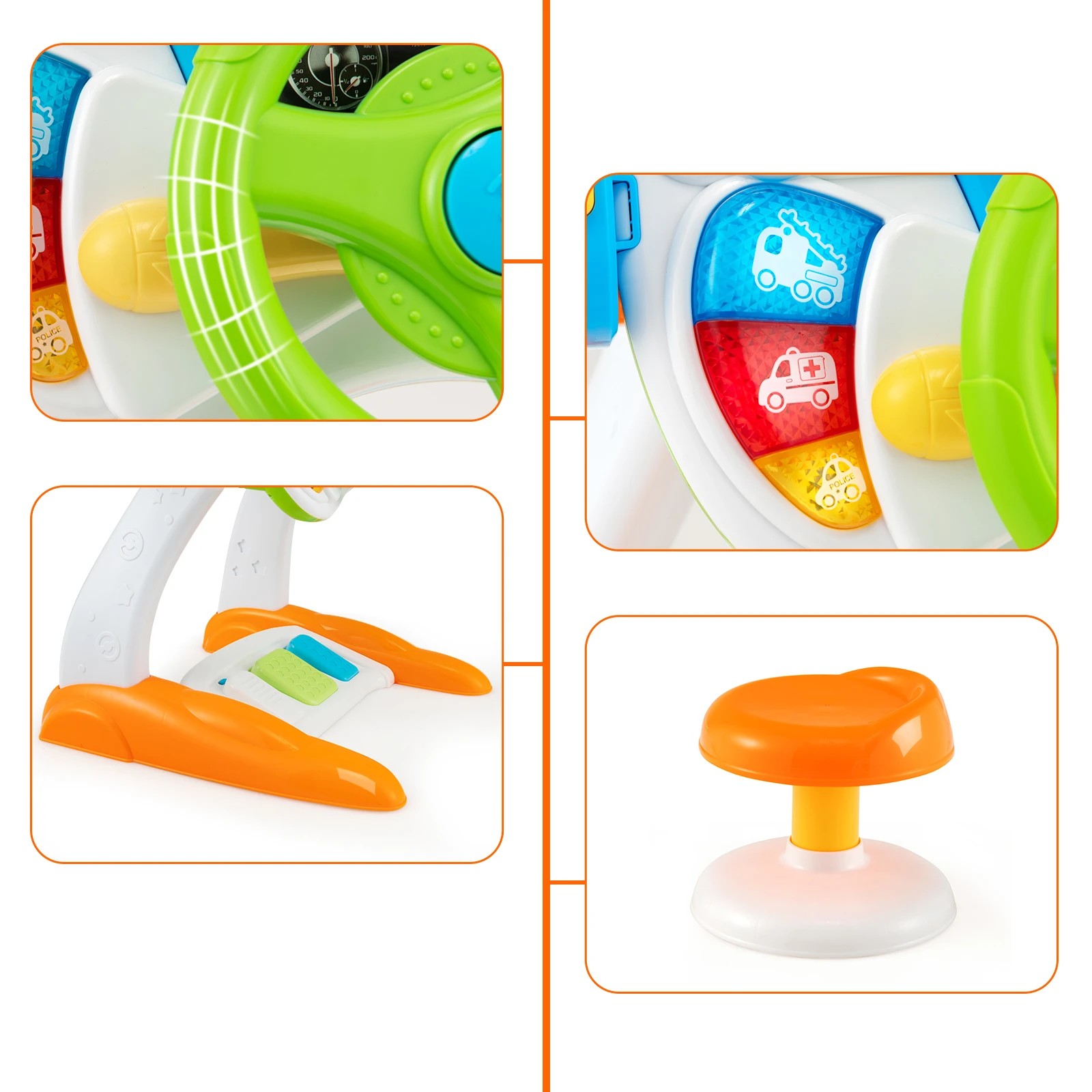 2 Costway All-in-1 Steering Wheel Stool Driving Toy, 2 of 7