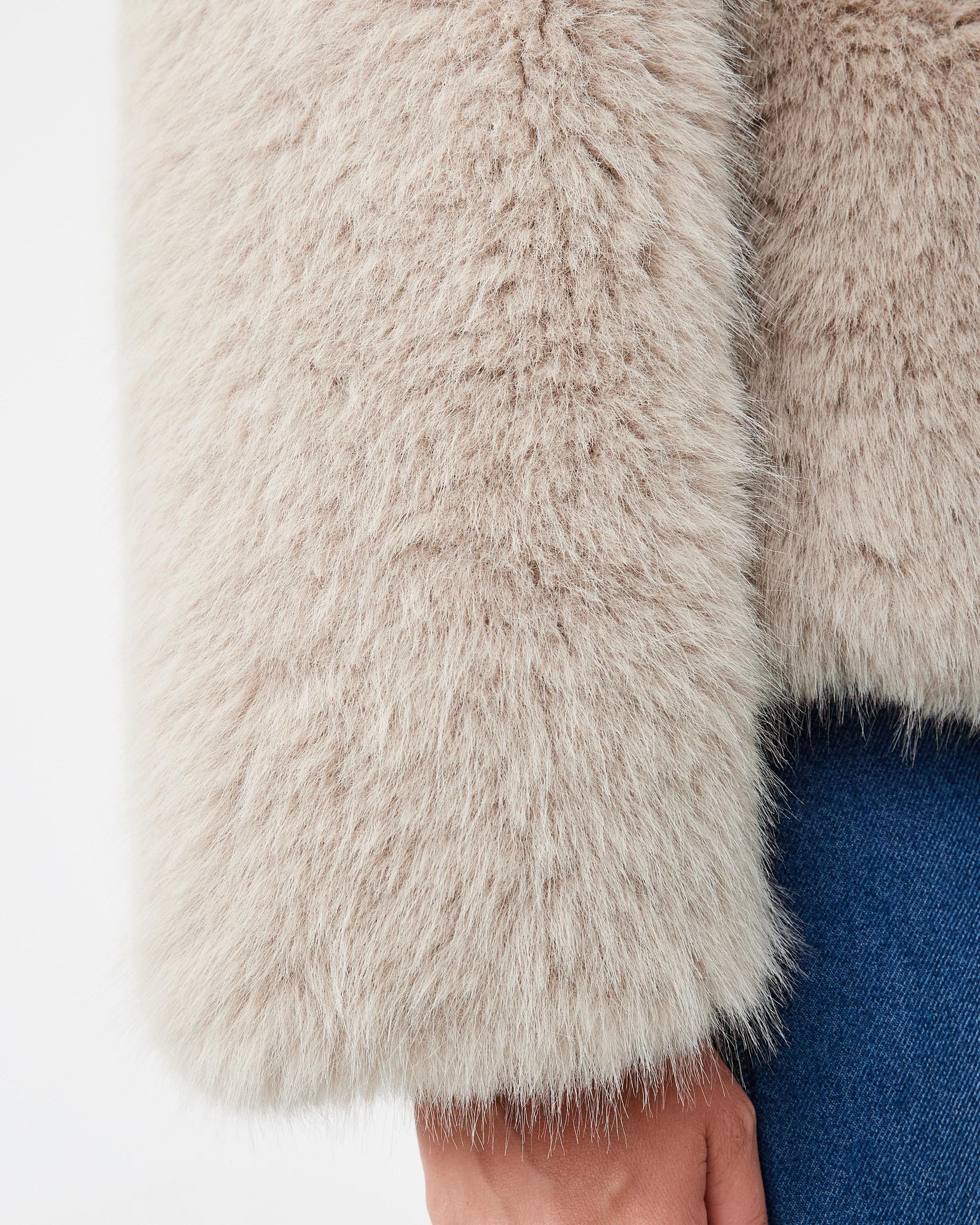 8 Faux Fur Coat Nat Beige, 8 of 8