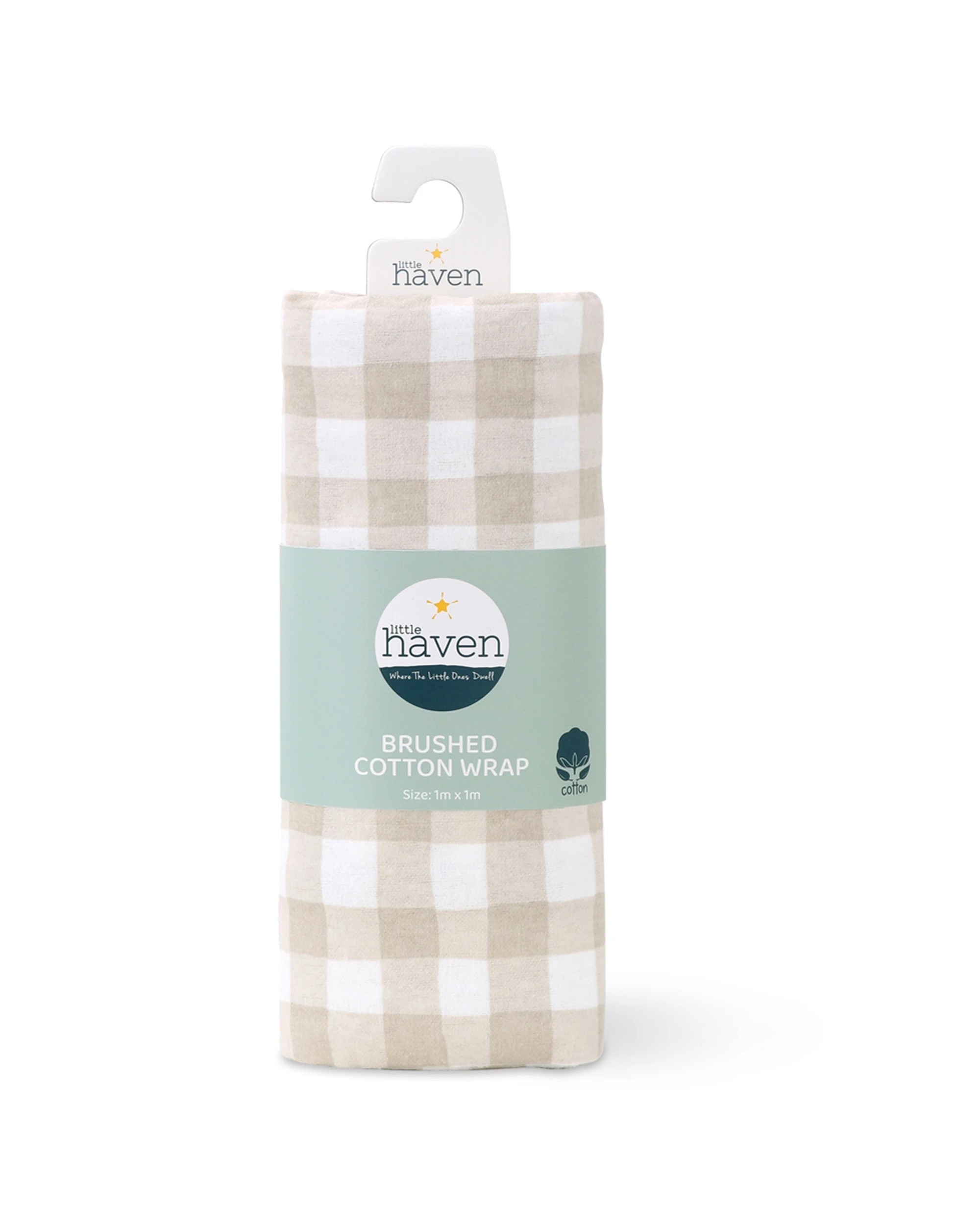 1 Little Haven Brushed Cotton Baby Wrap Blanket Soft Swaddle Pram Cover Large - Beige, 1 of 3