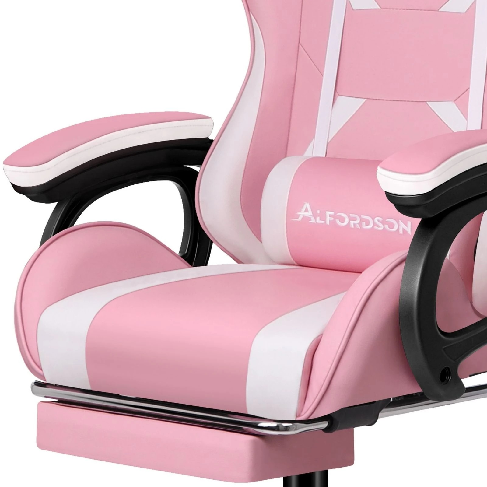 9 Alfordson Gaming Office Chair Massage Racing Computer Seat Footrest Leather - Pink, 9 of 10