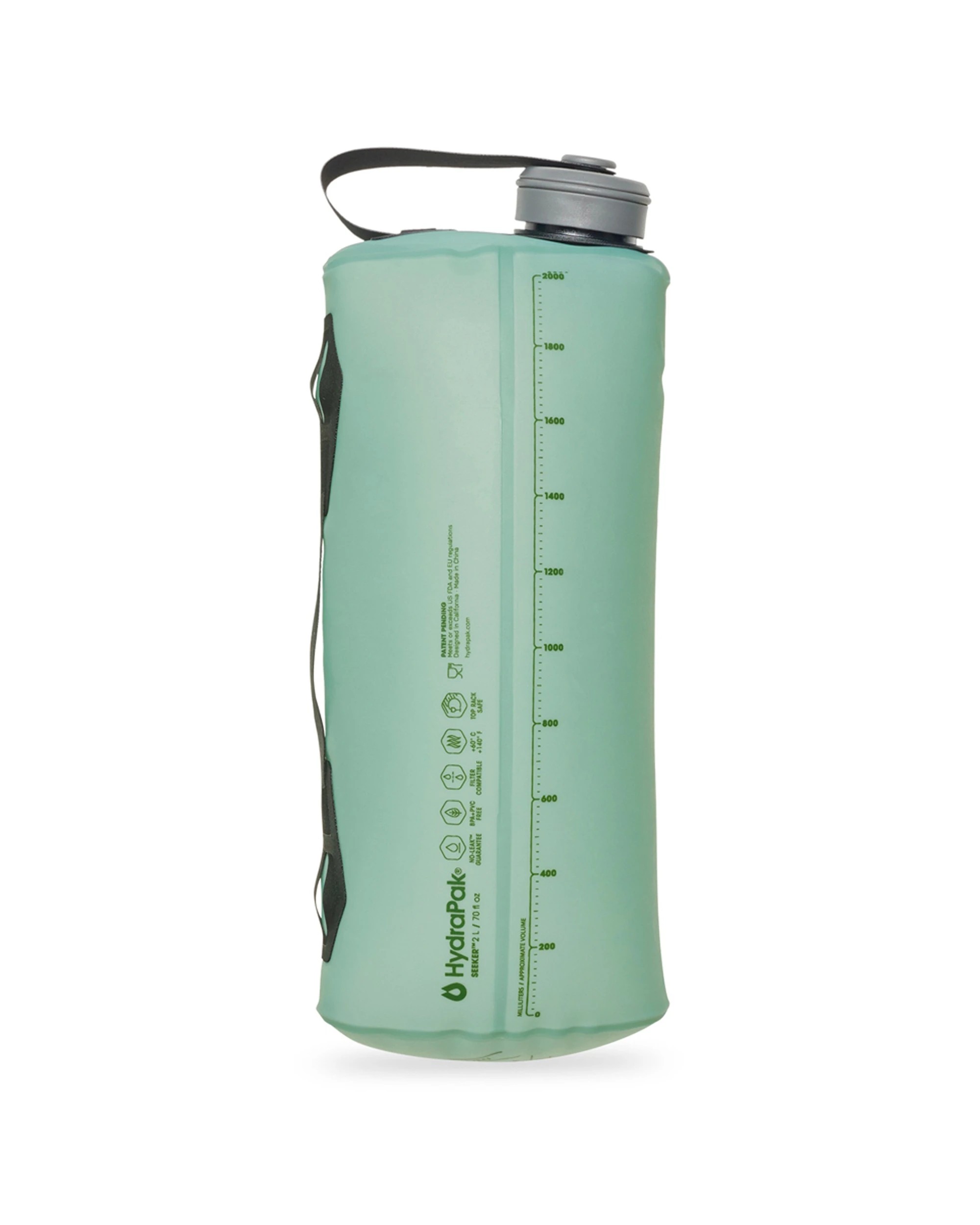 4 Hydrapak Seeker Bottle 2 Litre Leakproof Collapsible Hydration Reservoir - Green, 4 of 8