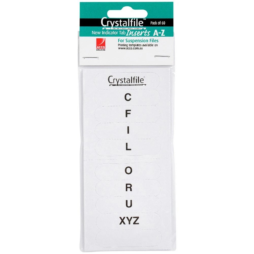 1 Crystalfile Indicator Tab Inserts A-Z White 60 Pack, 1 of 1