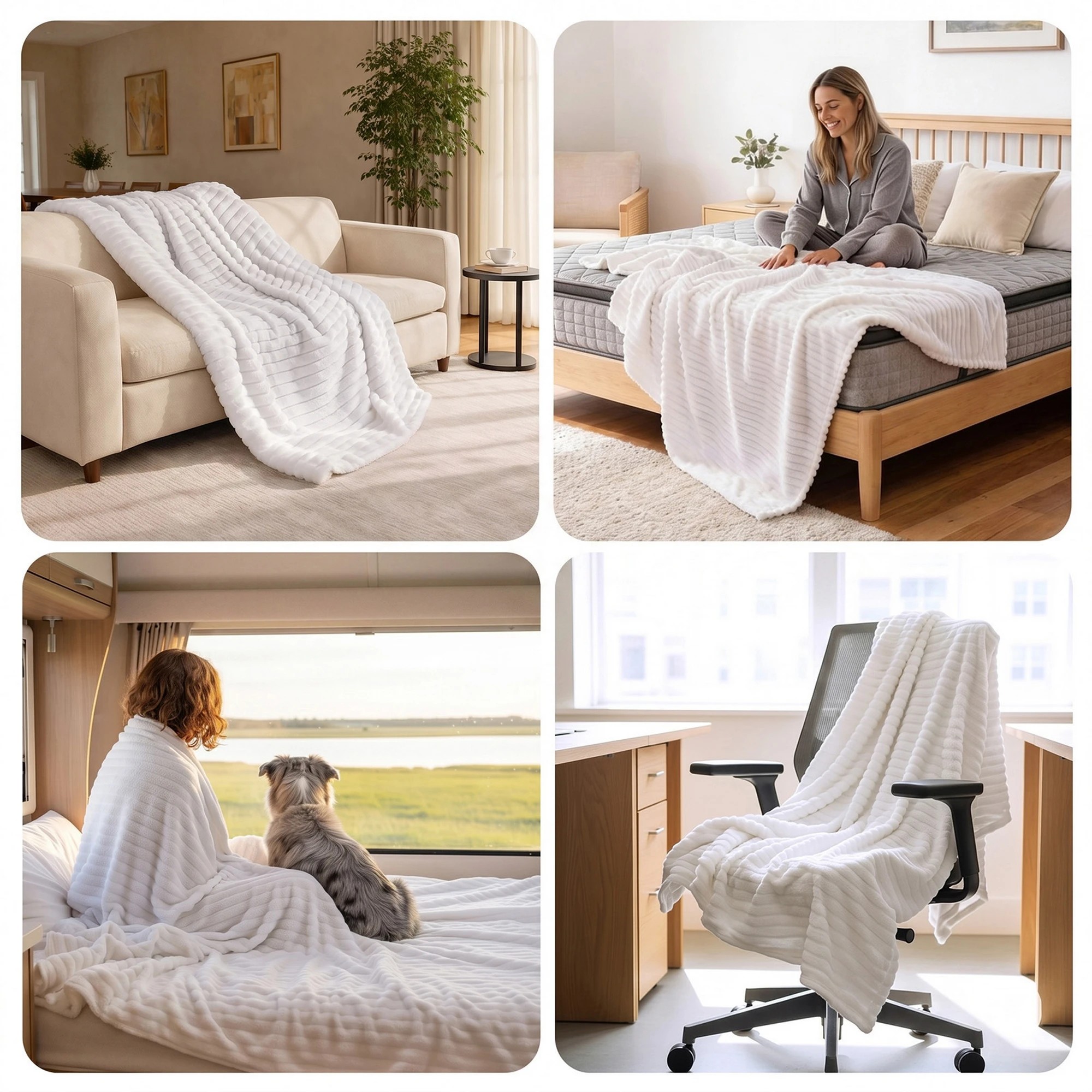 5 Giselle Bedding 127x152cm Throw Blanket Fleece Soft Lightweight Cozy Sofa Couch Bed - White, 5 of 8